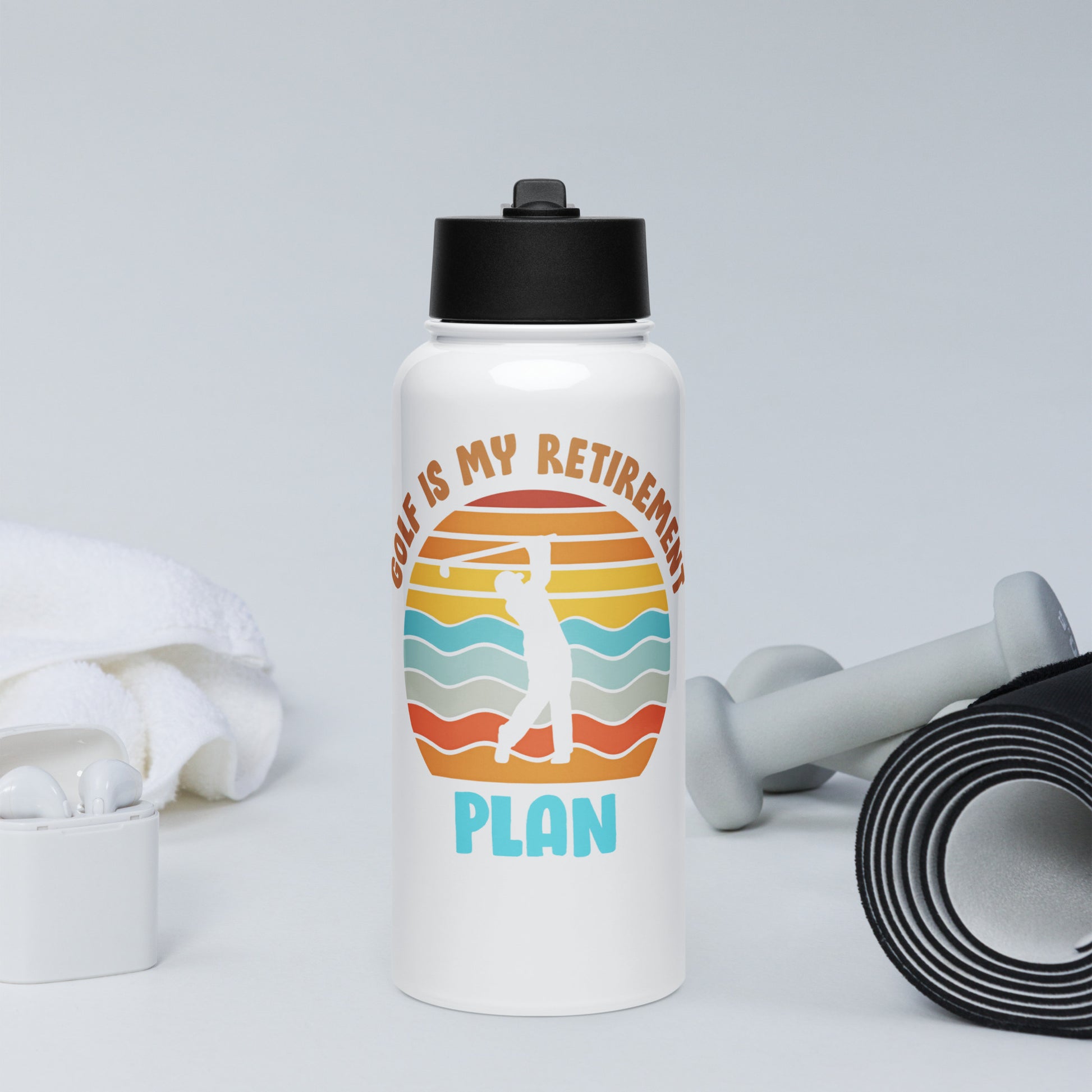 retro sunset golf retirement gift