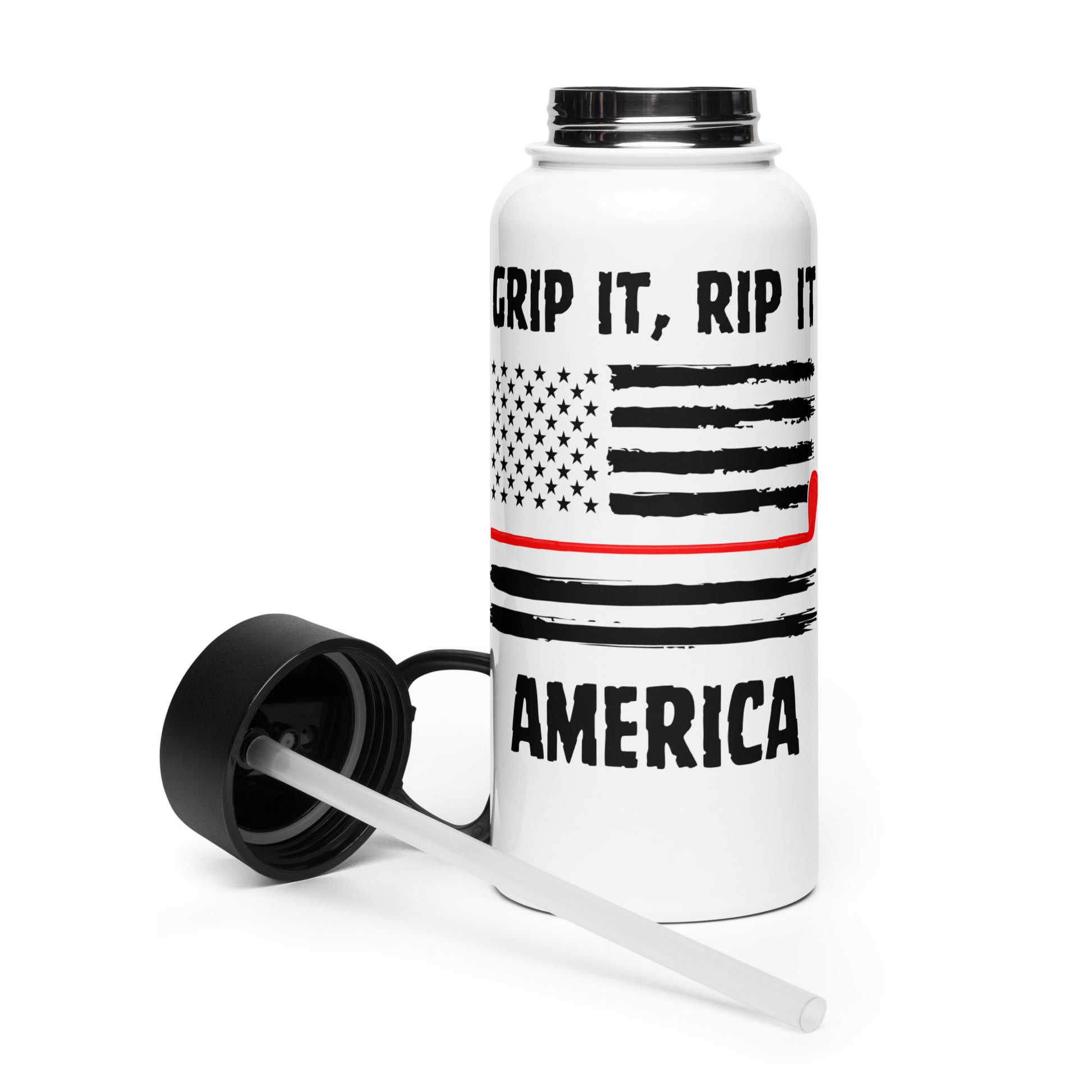 patriotic golf water bottle with american flag design