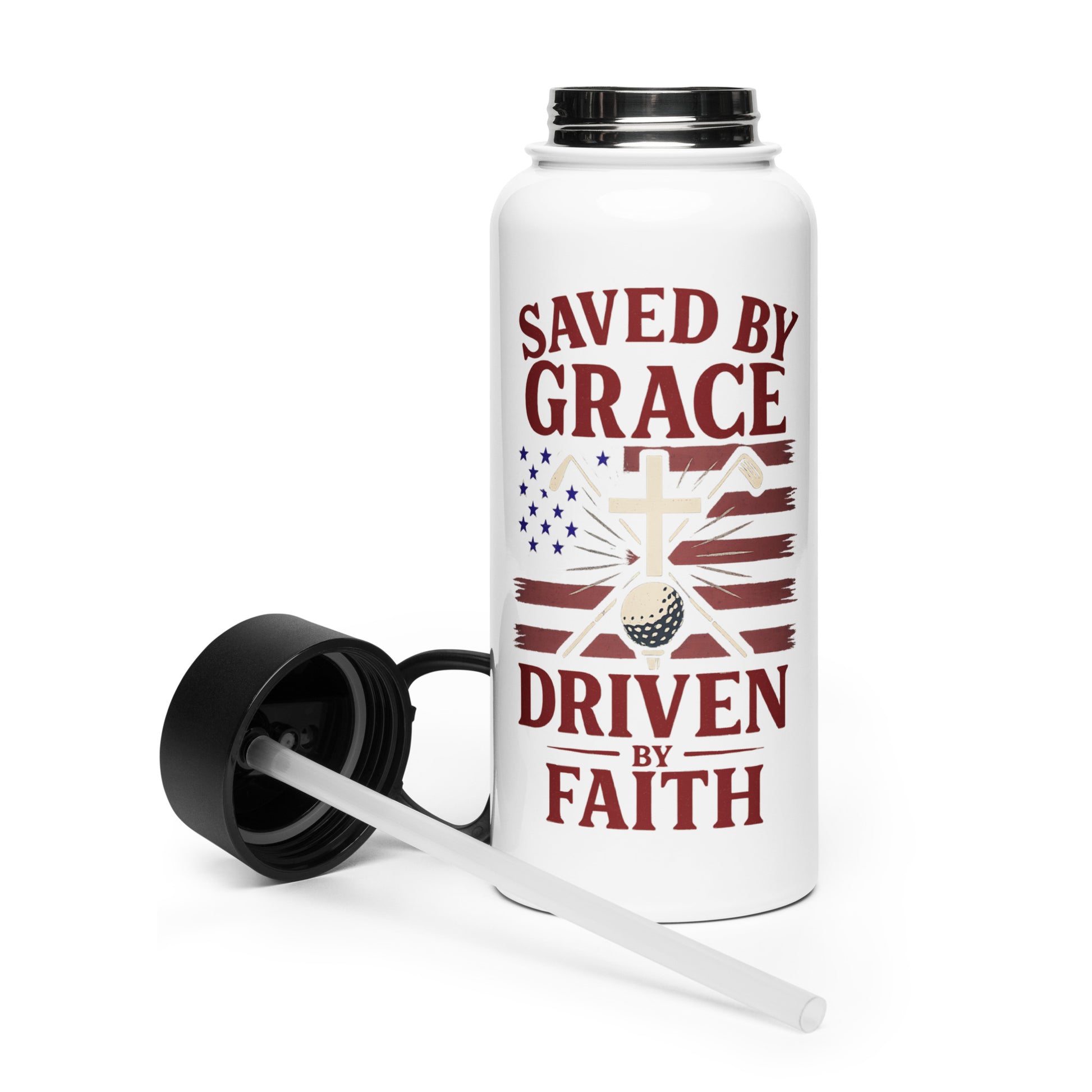 christian golf bottle patriotic design
