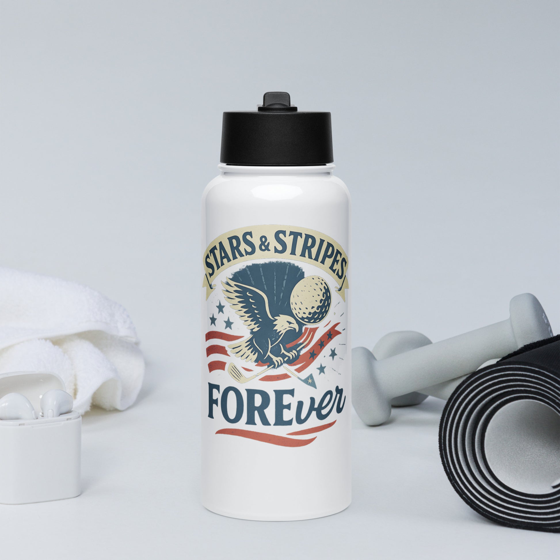 patriotic golf eagle water bottle