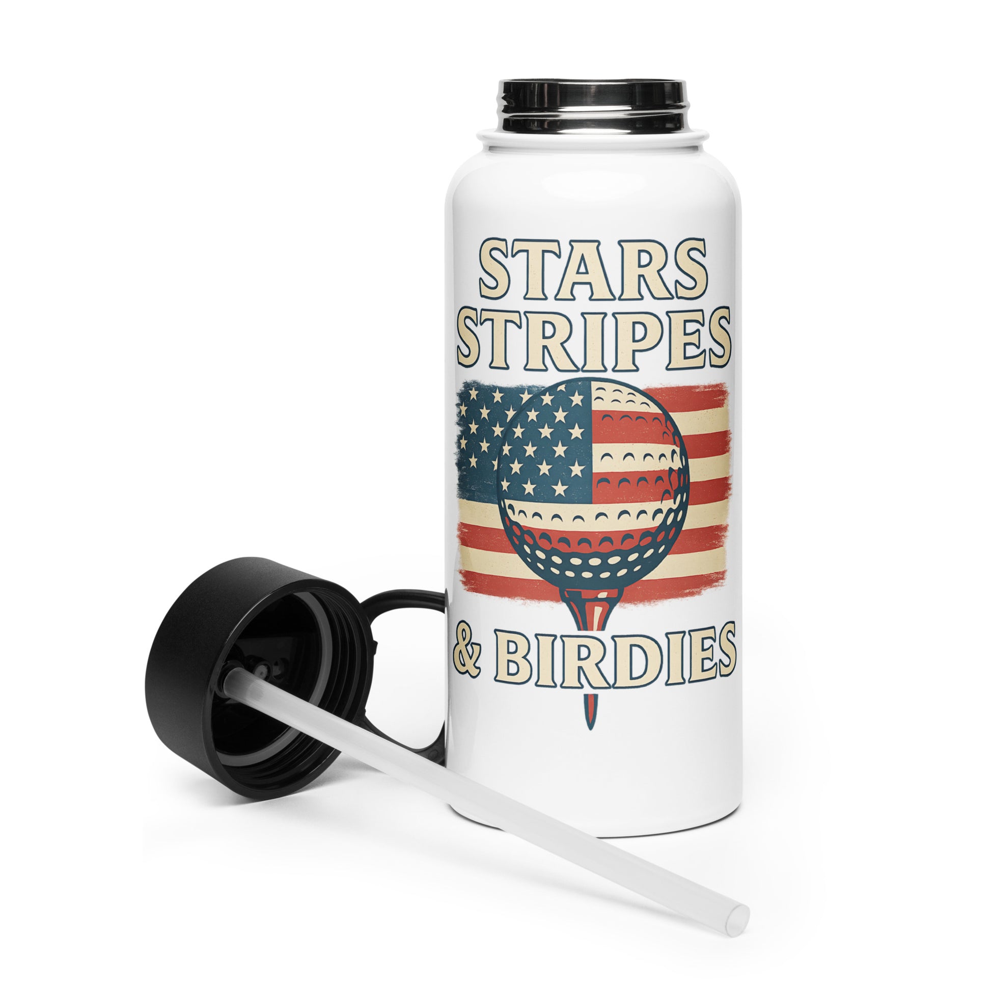 stars stripes and birdies golf bottle