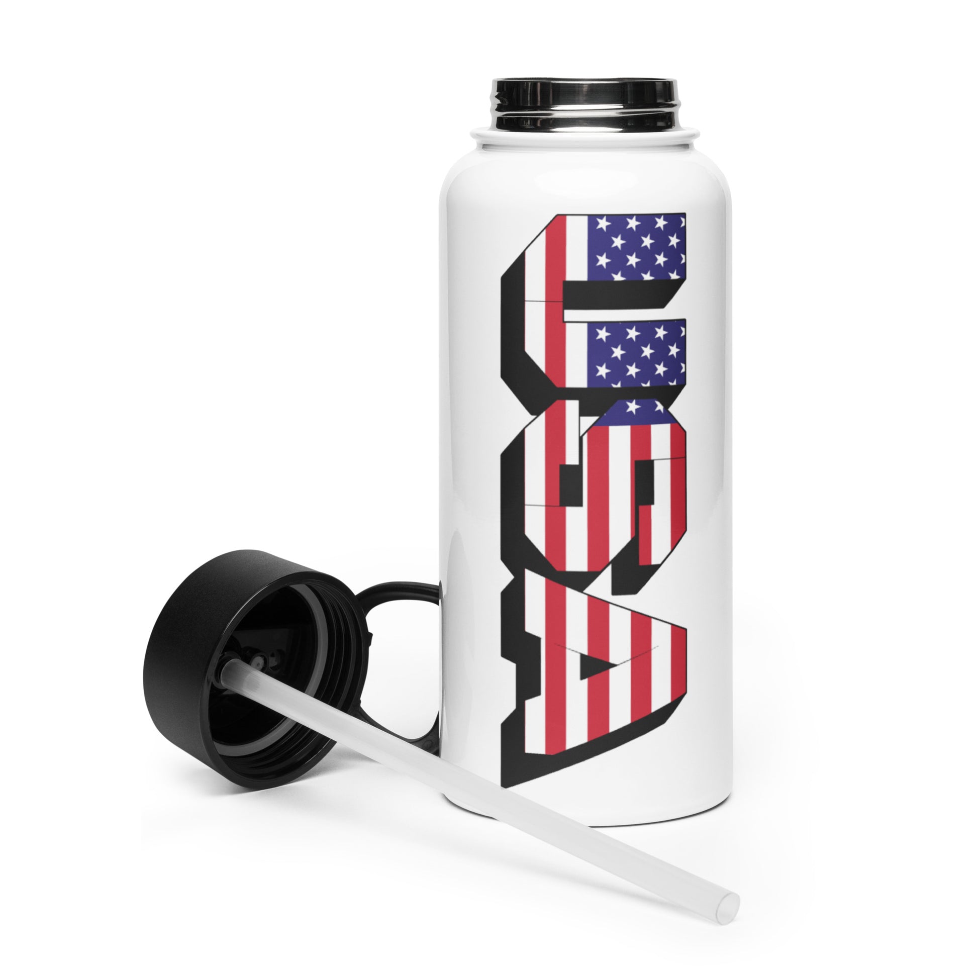 usa water bottle with bold block letters