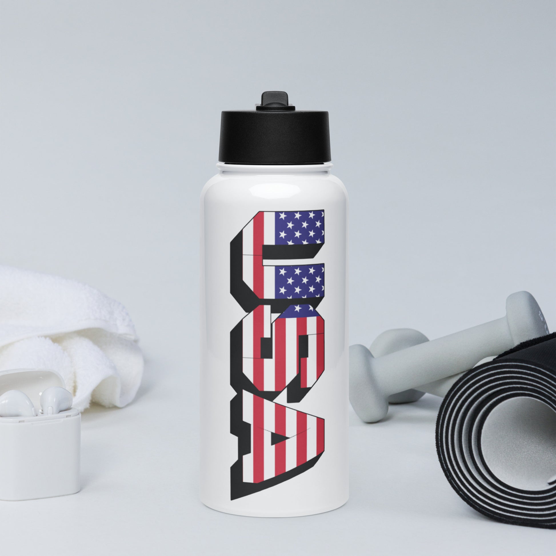 american flag design sports bottle