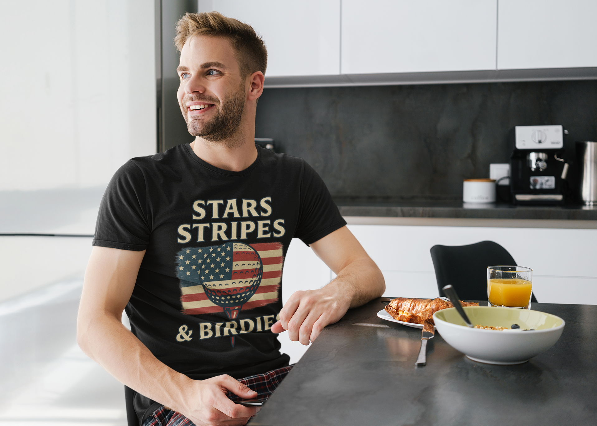 stars stripes and birdies tee with patriotic theme