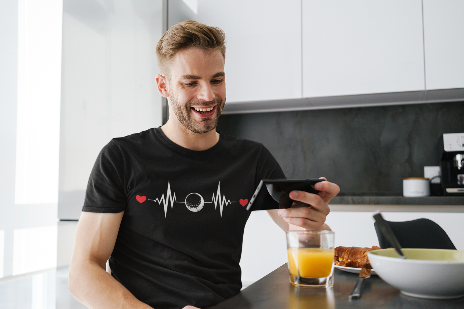 Golf heartbeat t-shirt design