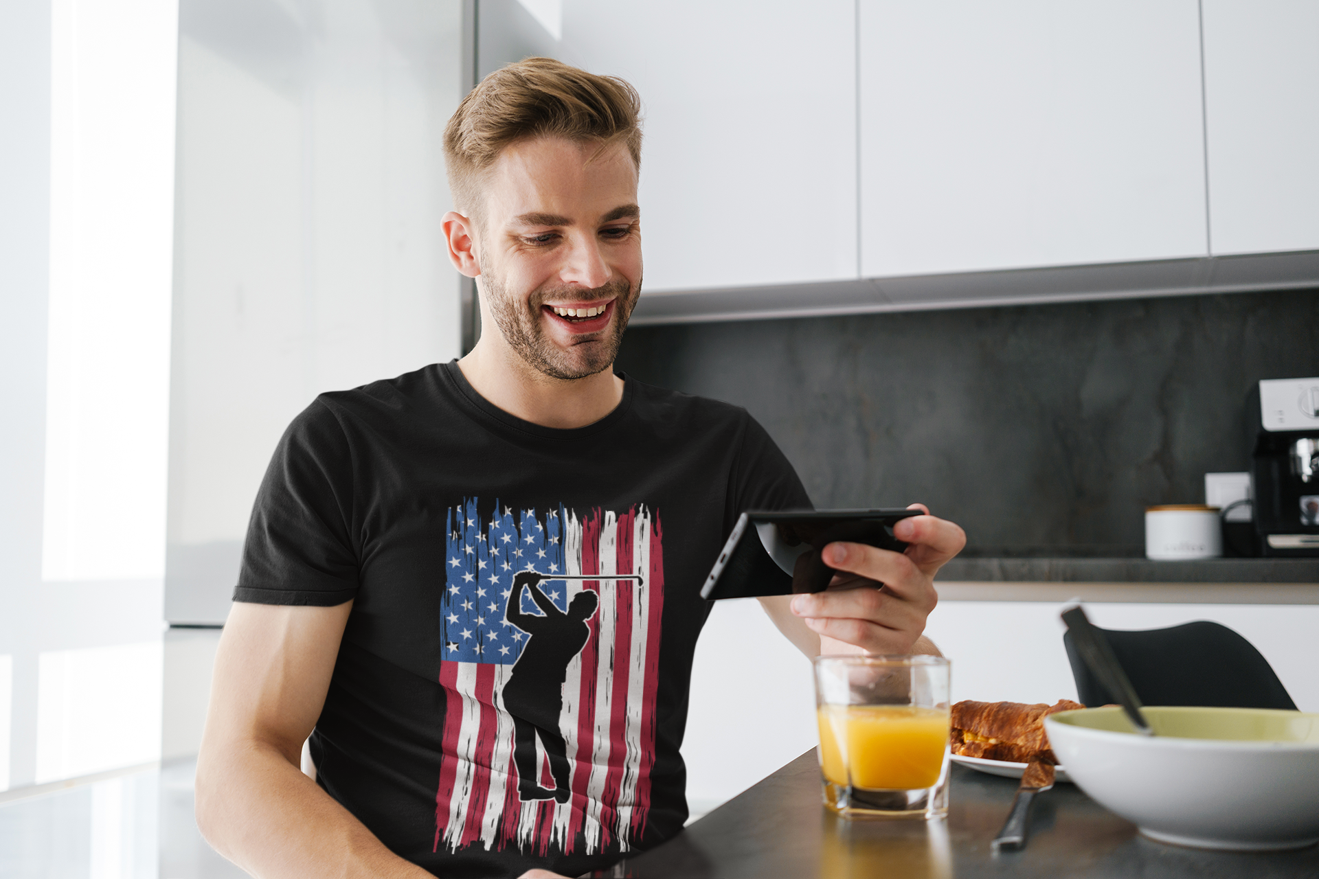 American flag golf swing t-shirt design