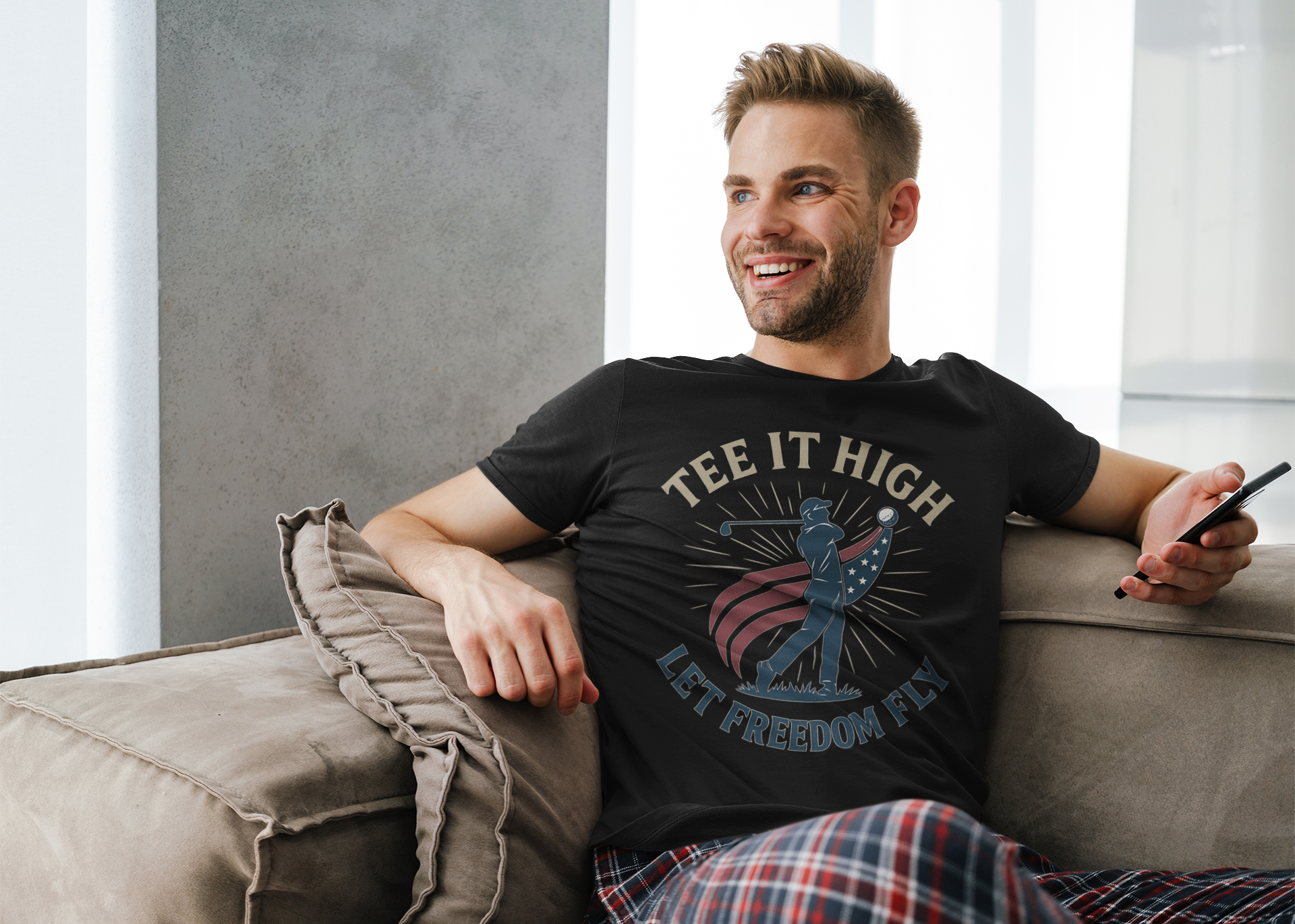 unisex tee with bold red white and blue freedom design