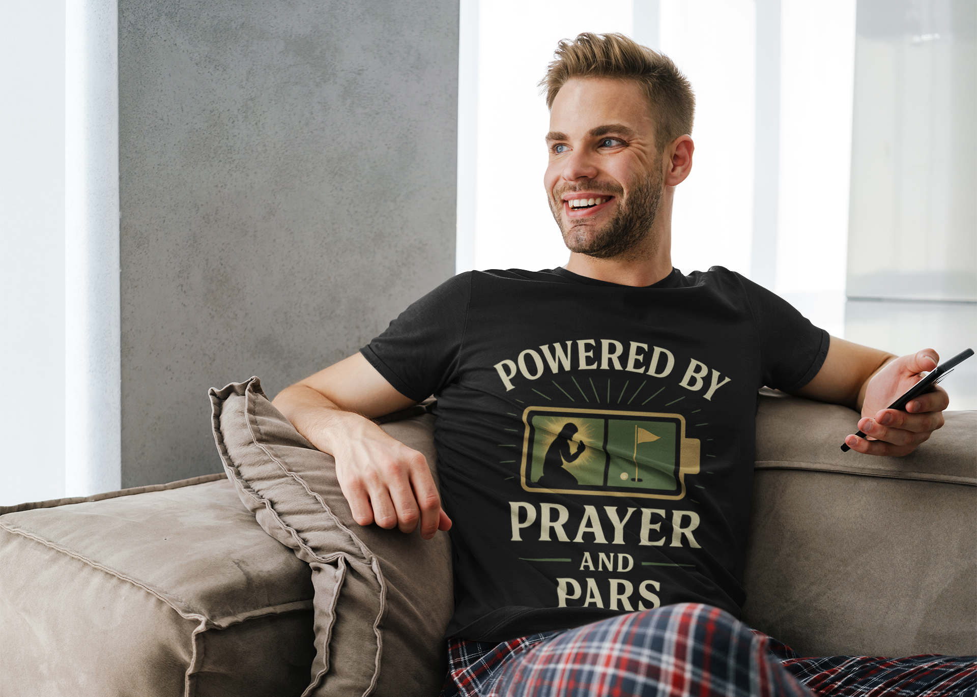 Battery icon prayer golf shirt