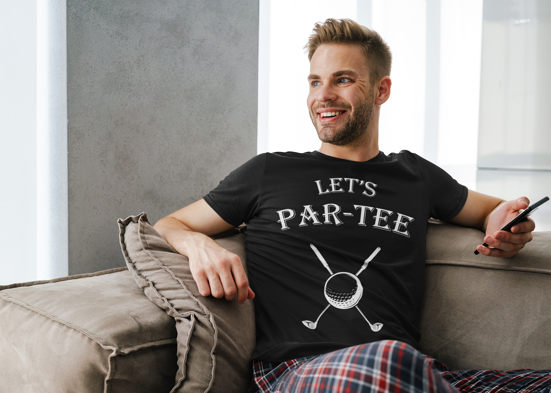 Playful slogan tee for social golfers