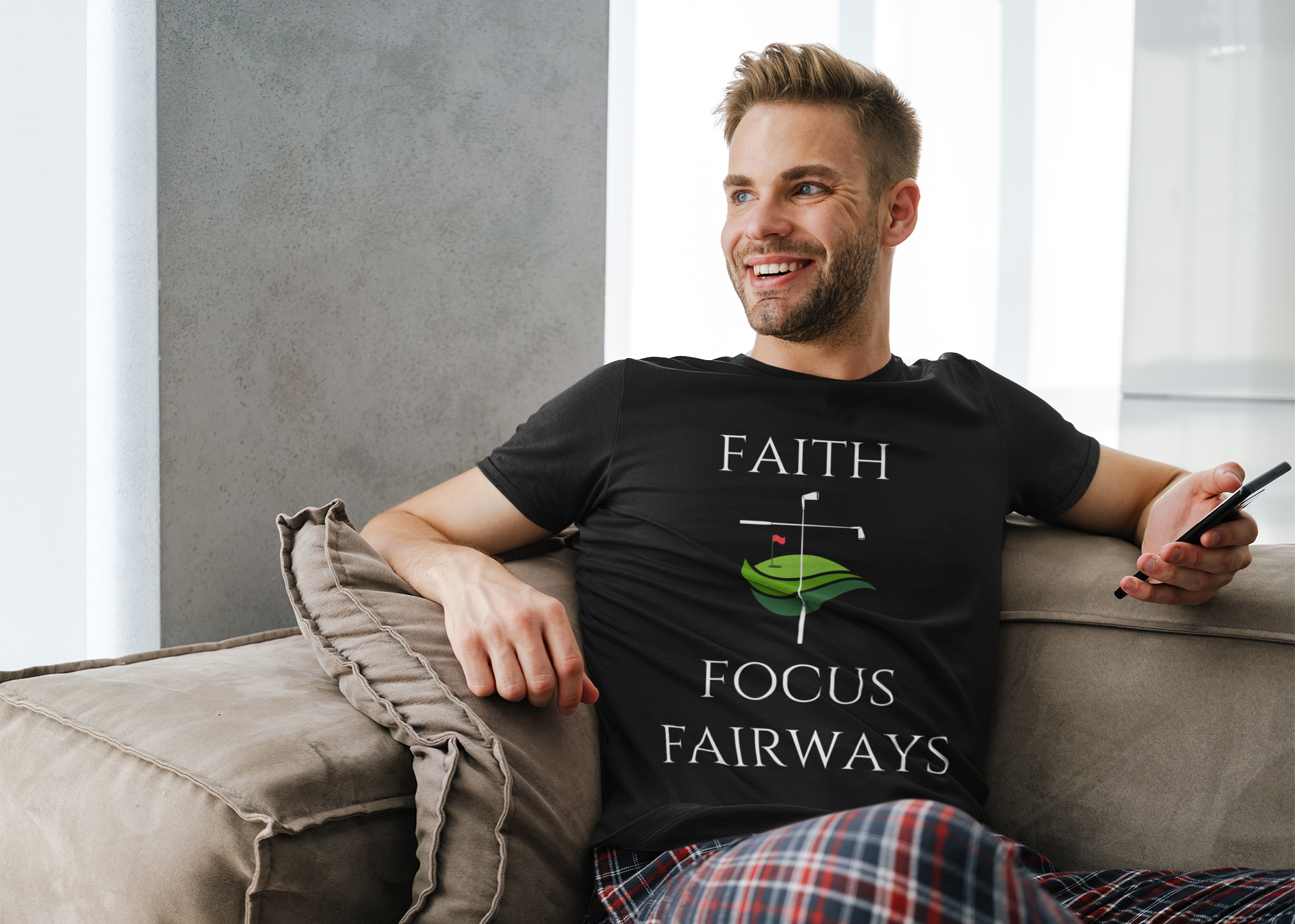 Religious golf shirt with focus message