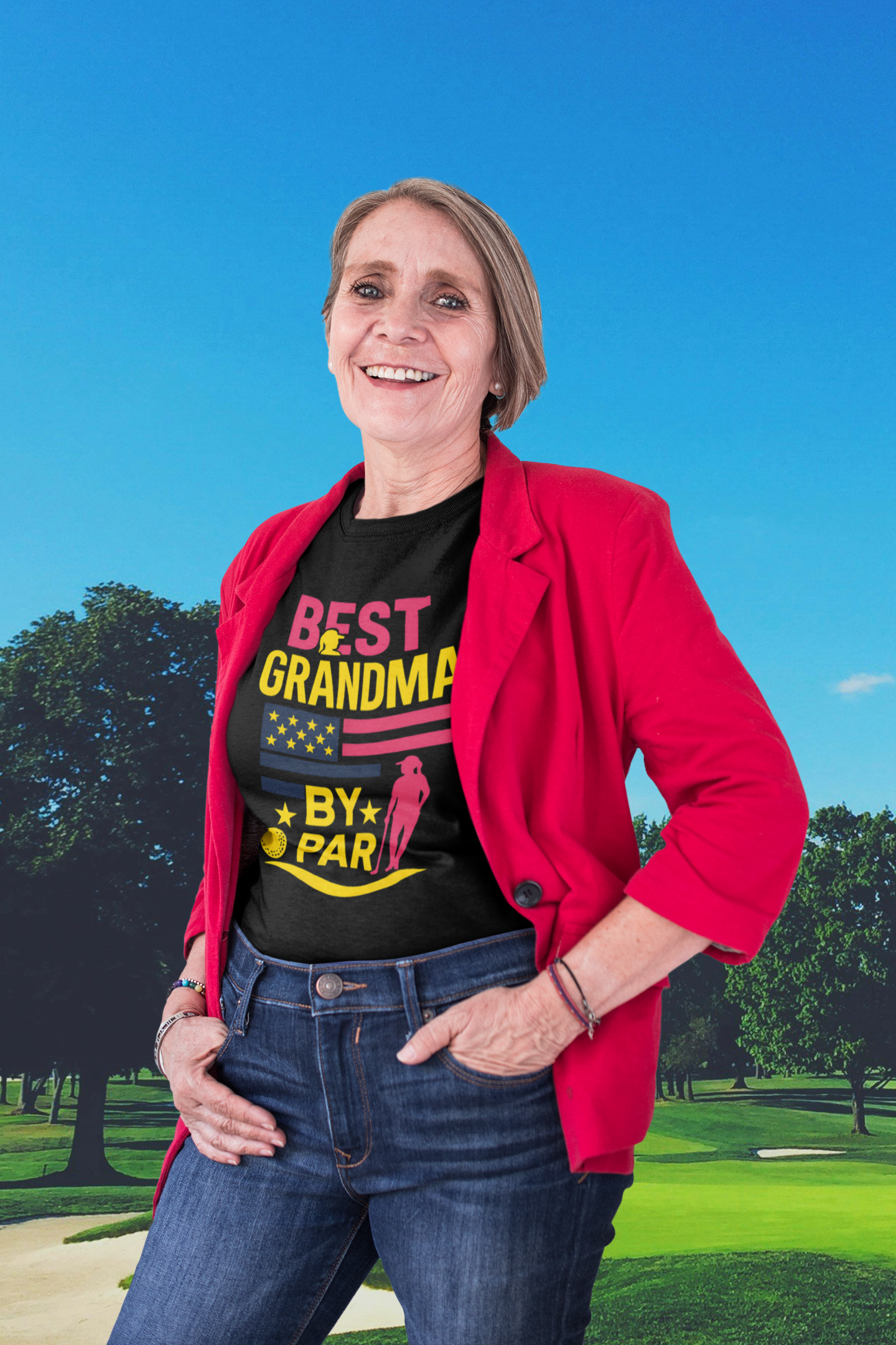 Patriotic grandma slogan tee with flag