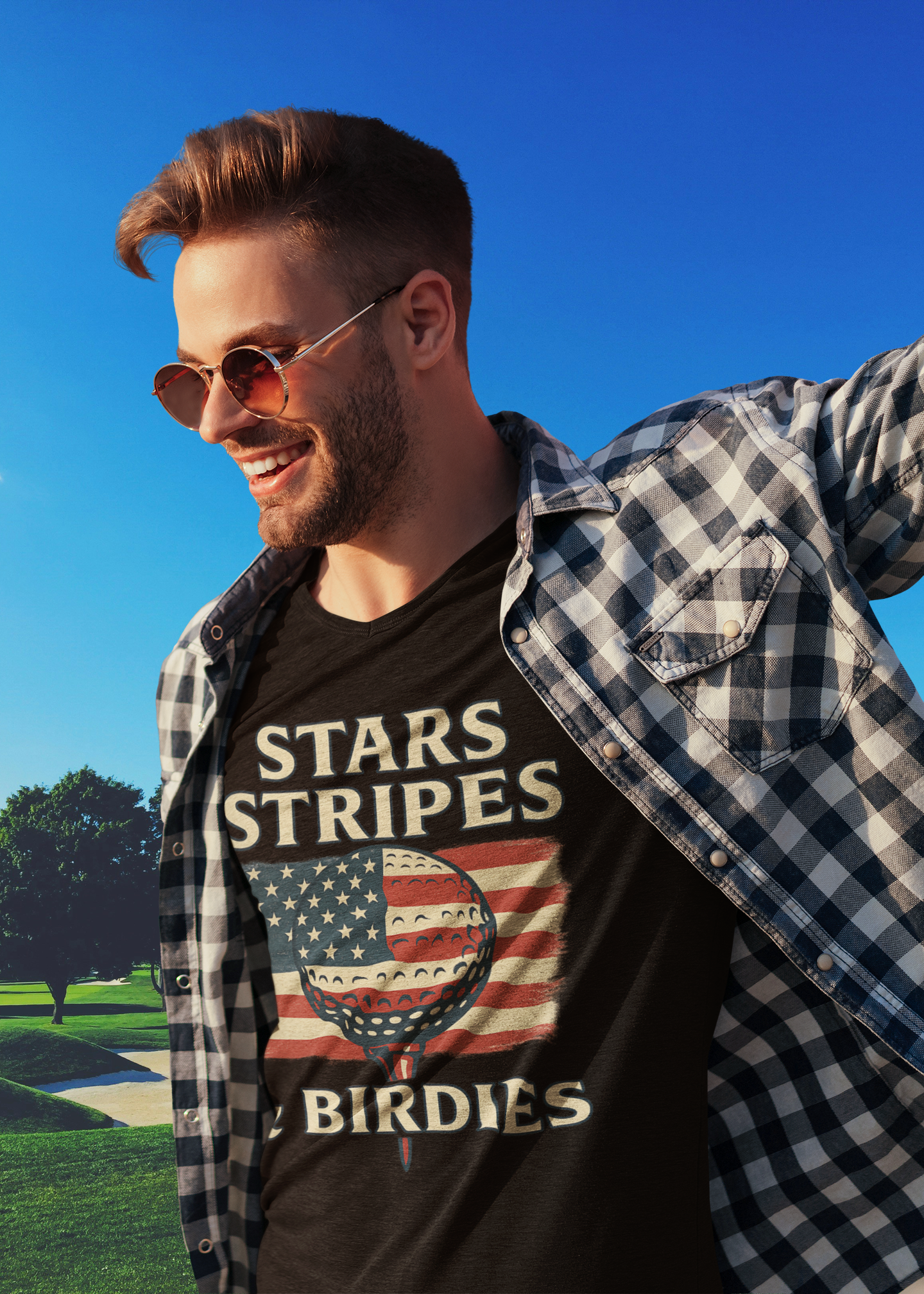 patriotic t-shirt with distressed American flag graphic