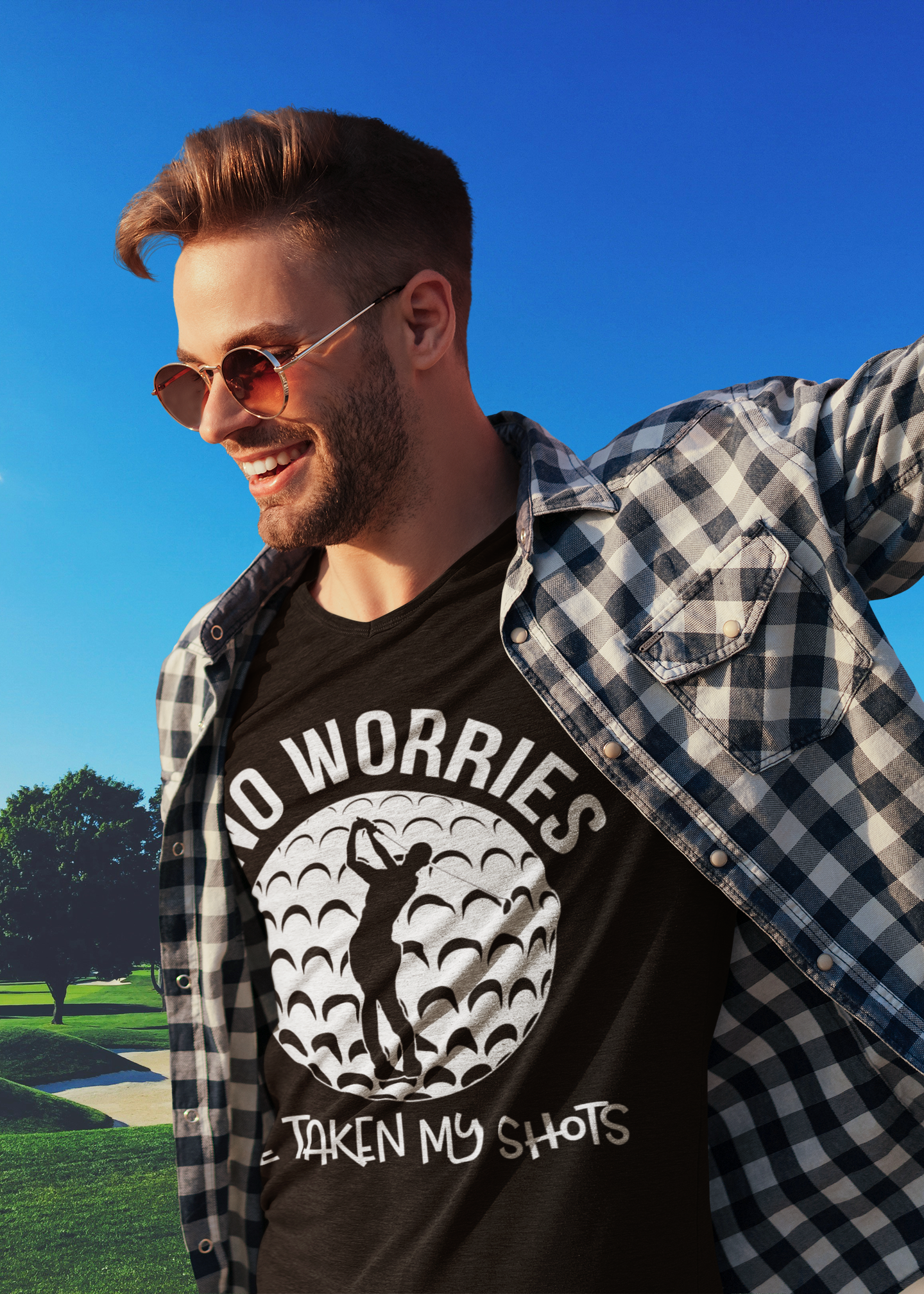 Black and white golf themed humor shirt