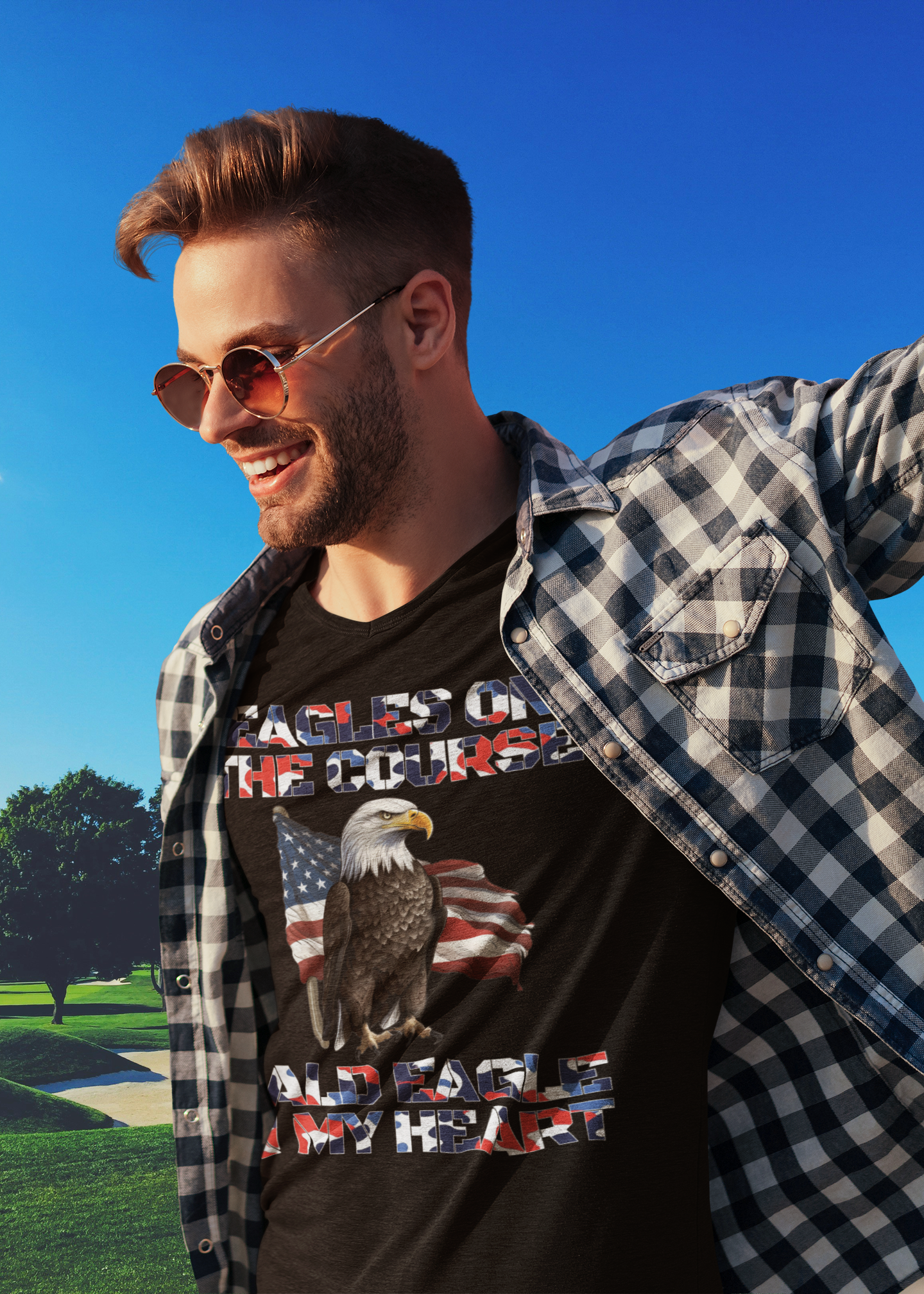 “Eagles on the Course” patriotic tee design