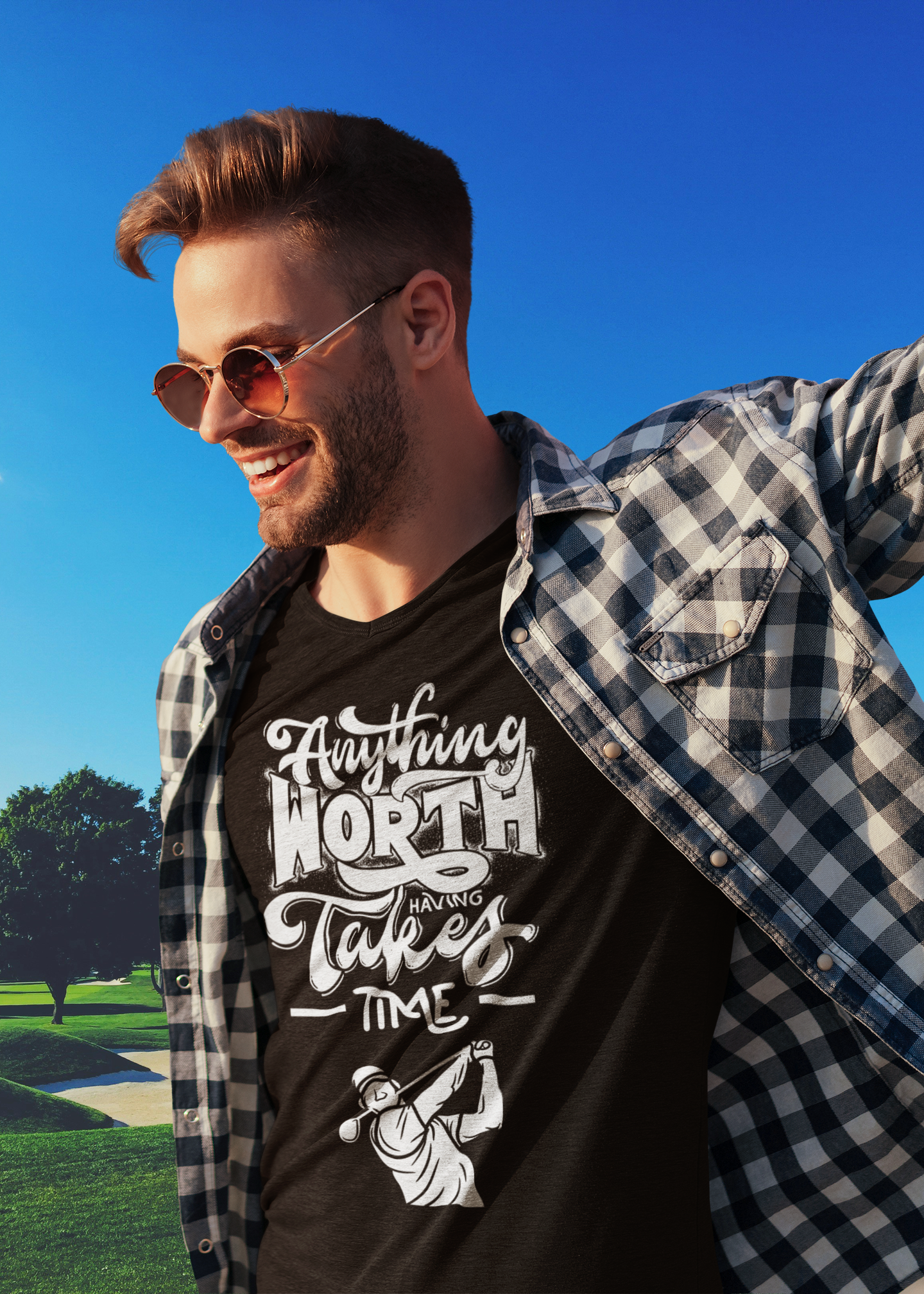 Hand-lettered typography that reads "Anything Worth Having Takes Time"