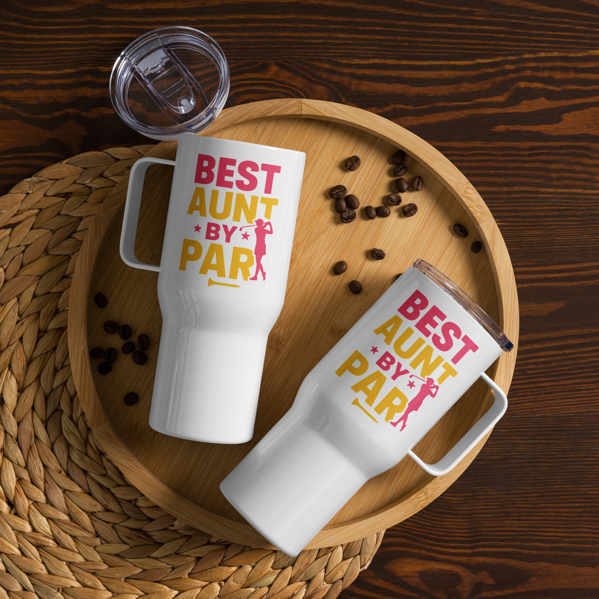 Golf gift mug for aunts with female silhouette swinging