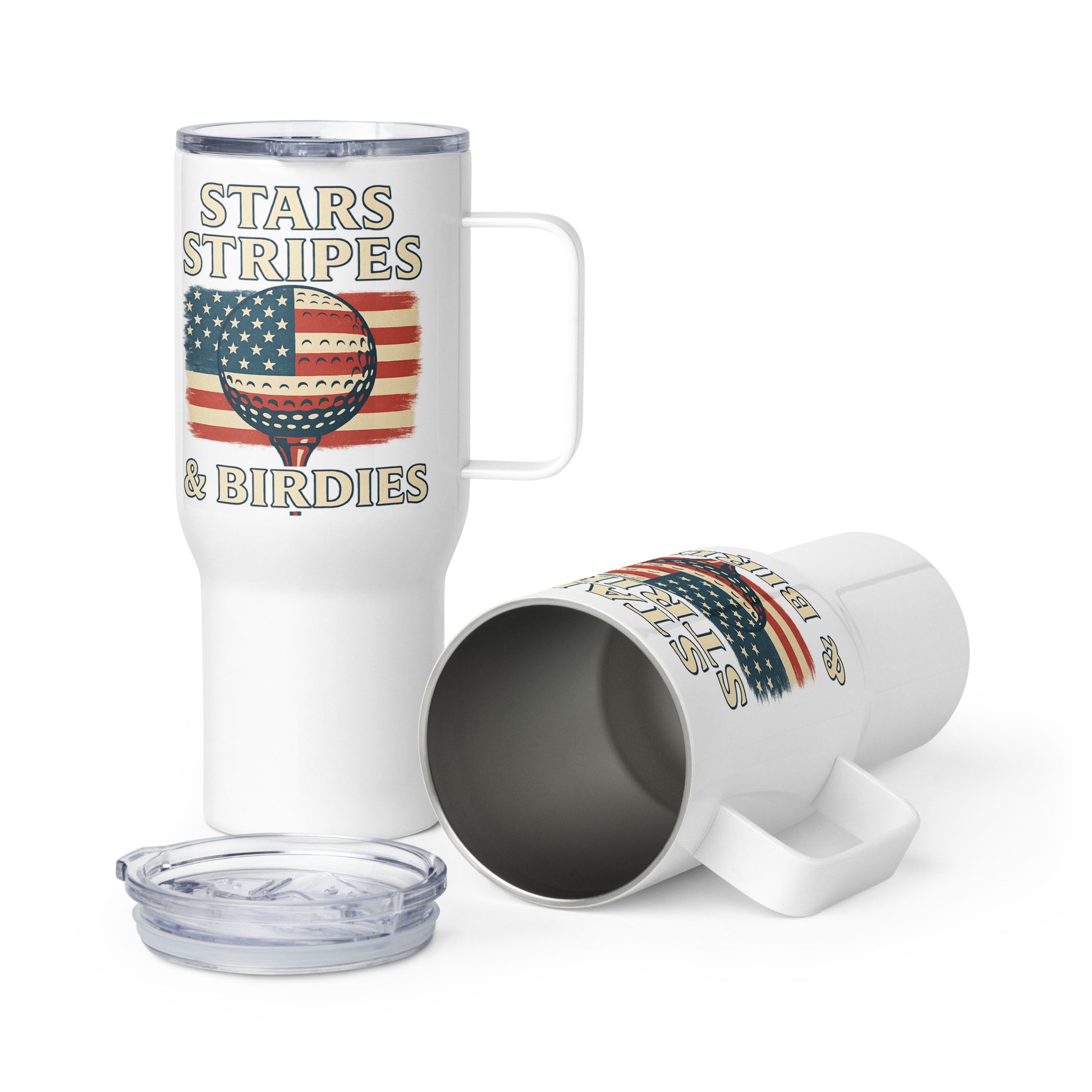 stars and stripes golf mug with eagle and golf ball