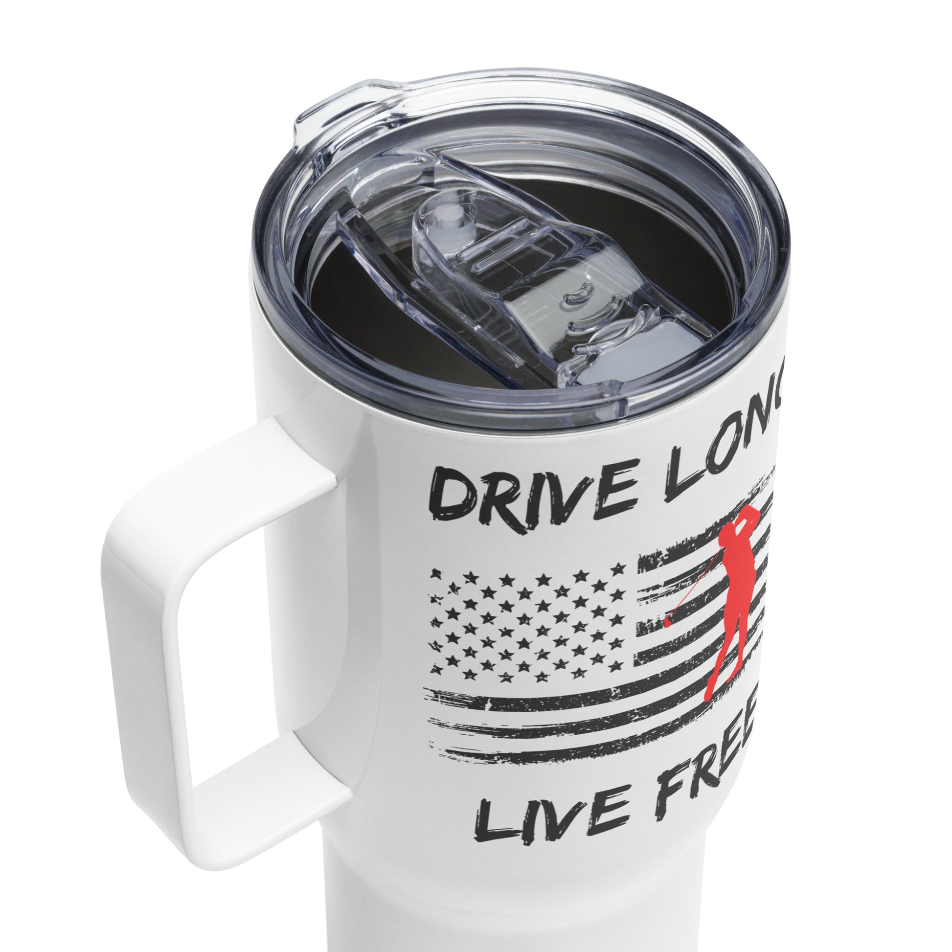 25oz travel mug with wide handle and press-in lid