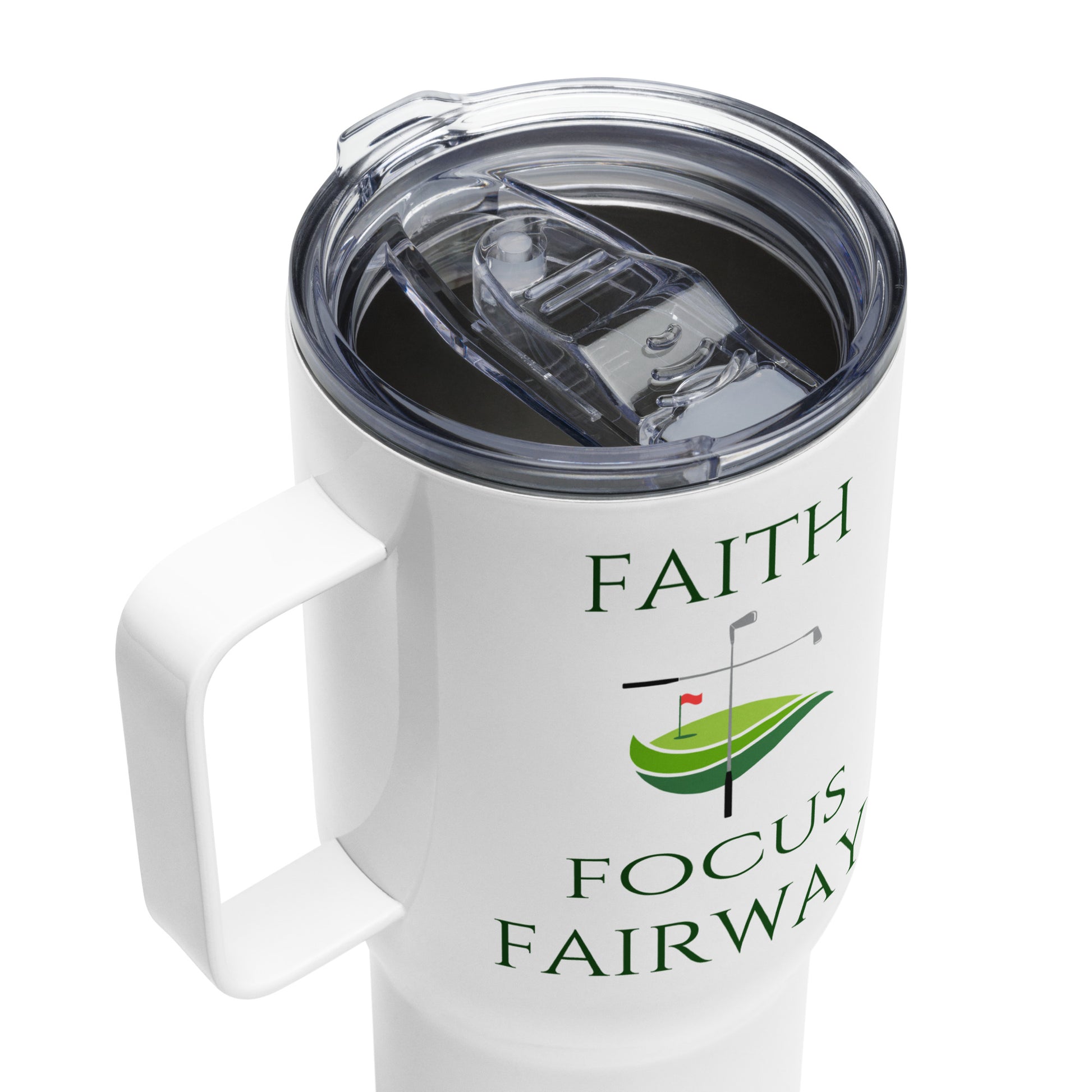 25oz travel mug with press-in lid and ergonomic handle