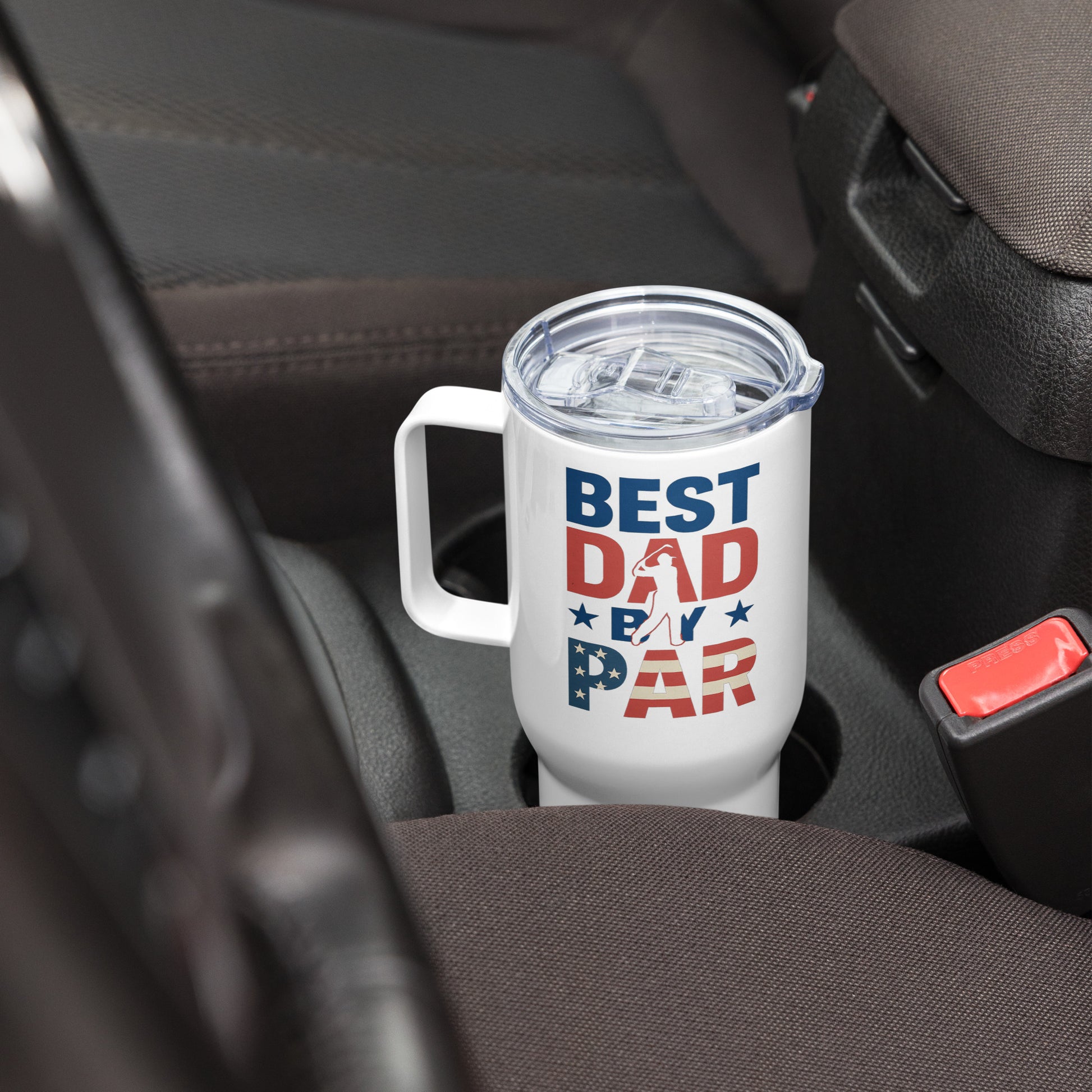 Father’s Day golf mug with stars and bold colors