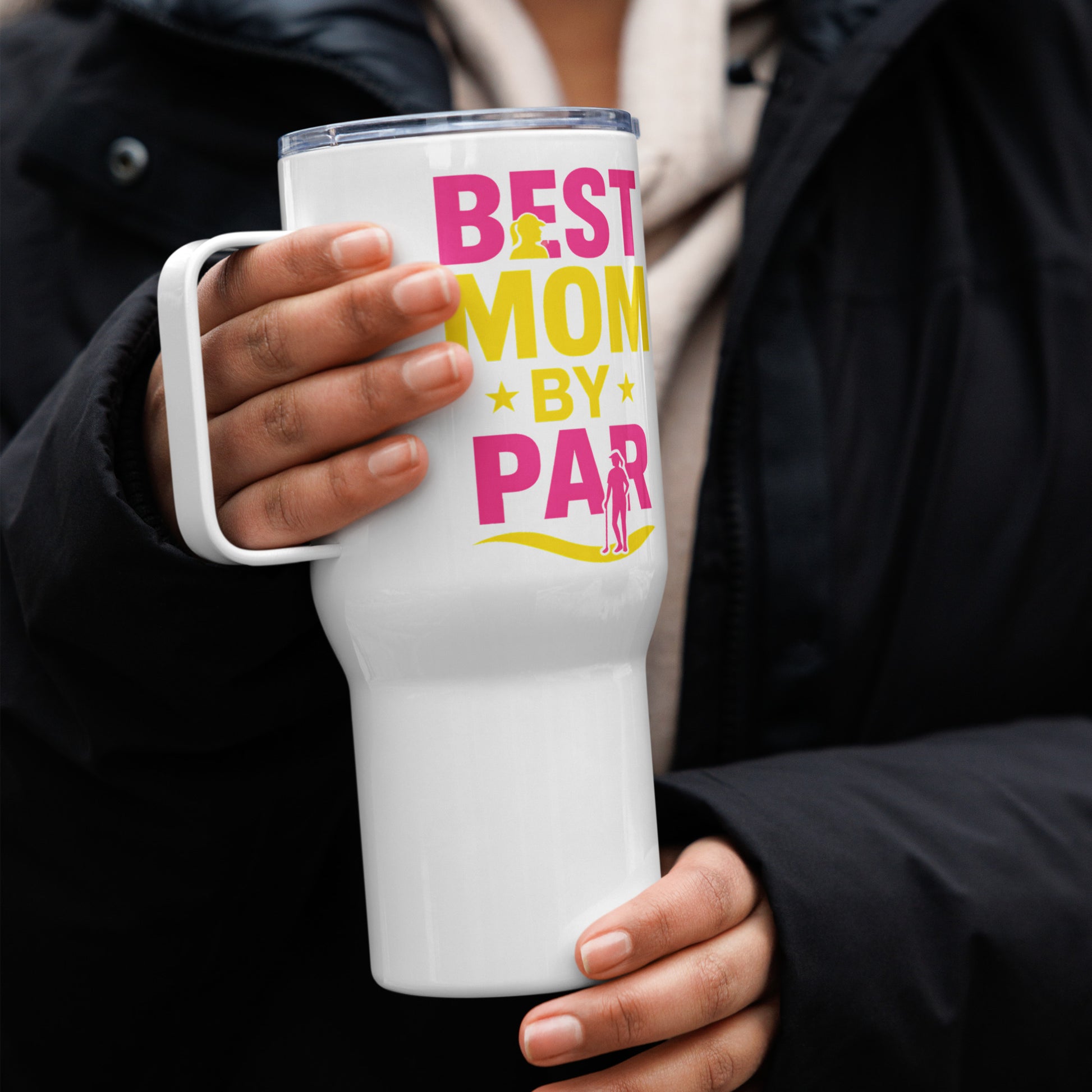Spill-proof travel mug for on-the-go moms
