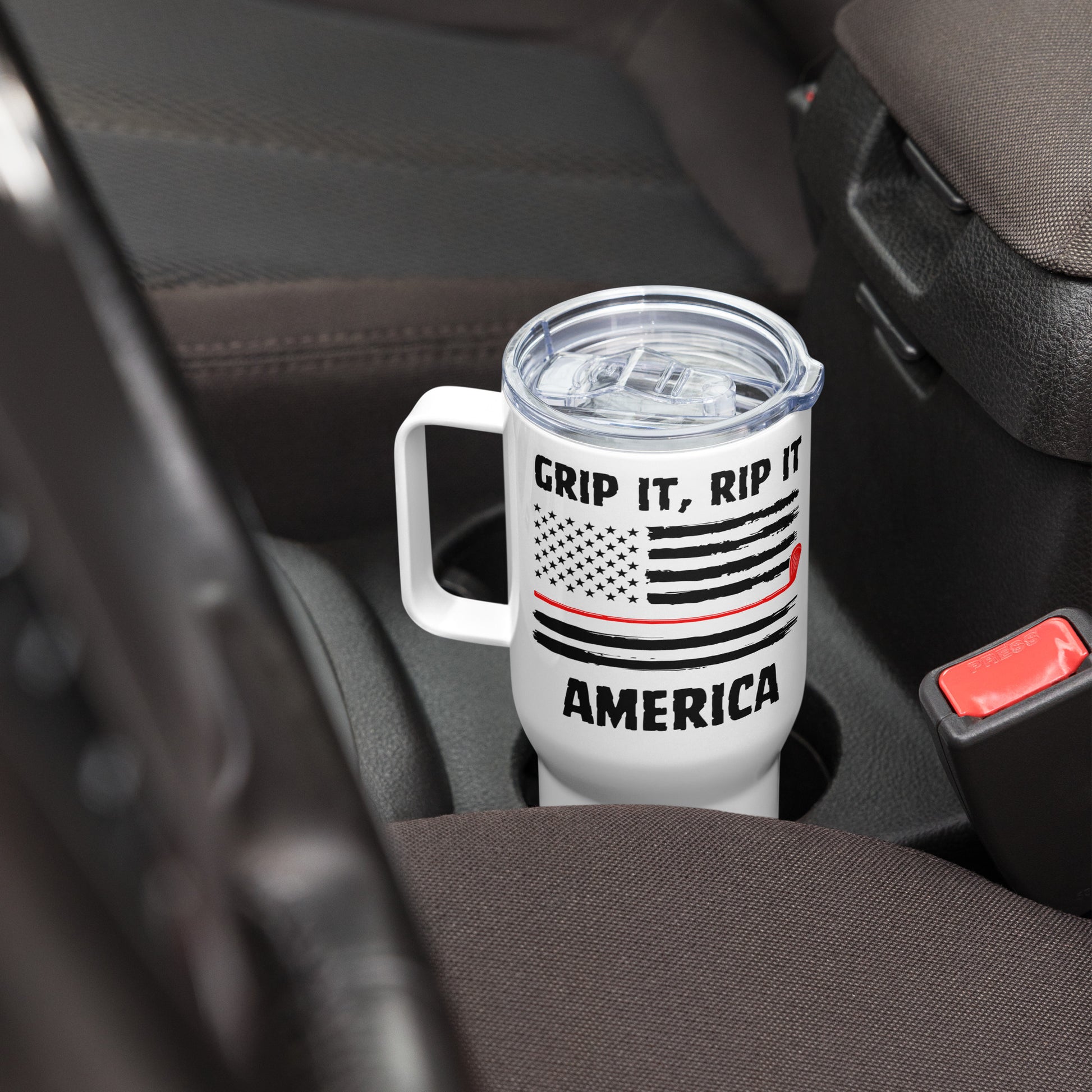 Bold patriotic golfer tumbler with freedom-inspired design