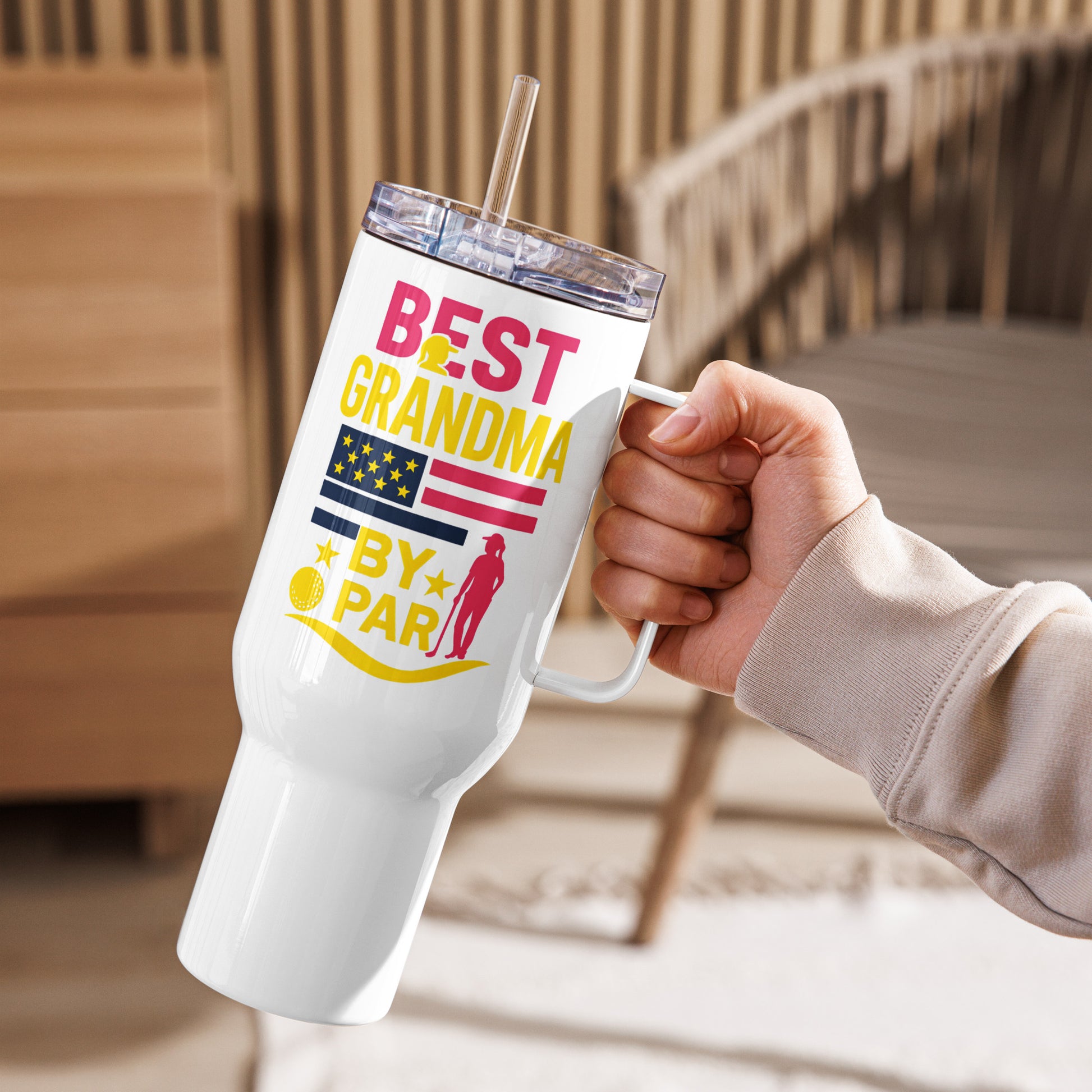 40oz tumbler for grandma with screw-on lid and straw