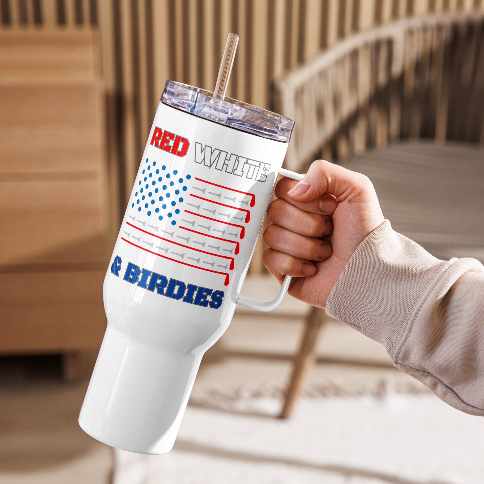 40oz patriotic golf tumbler with straw