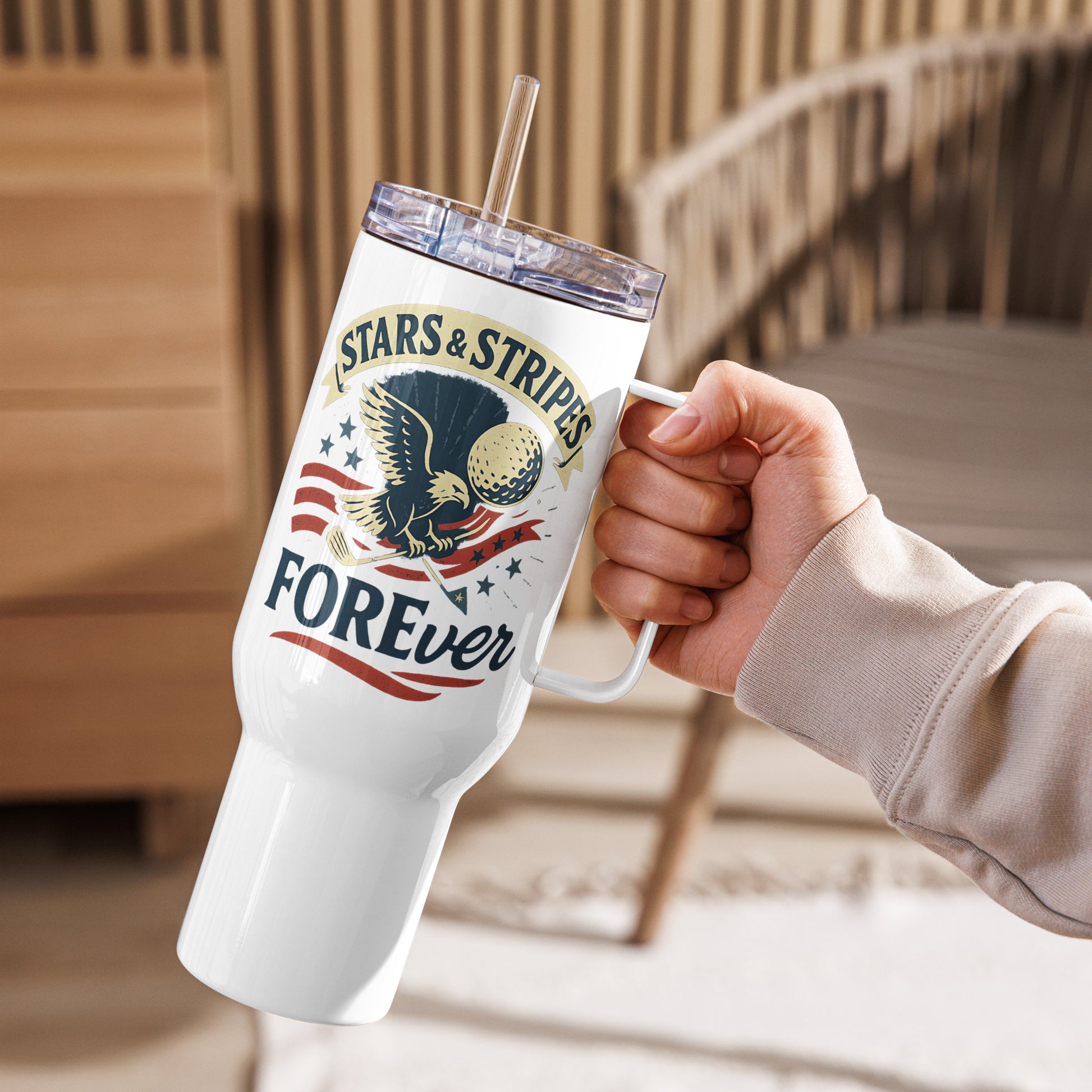 40oz patriotic golf tumbler with straw