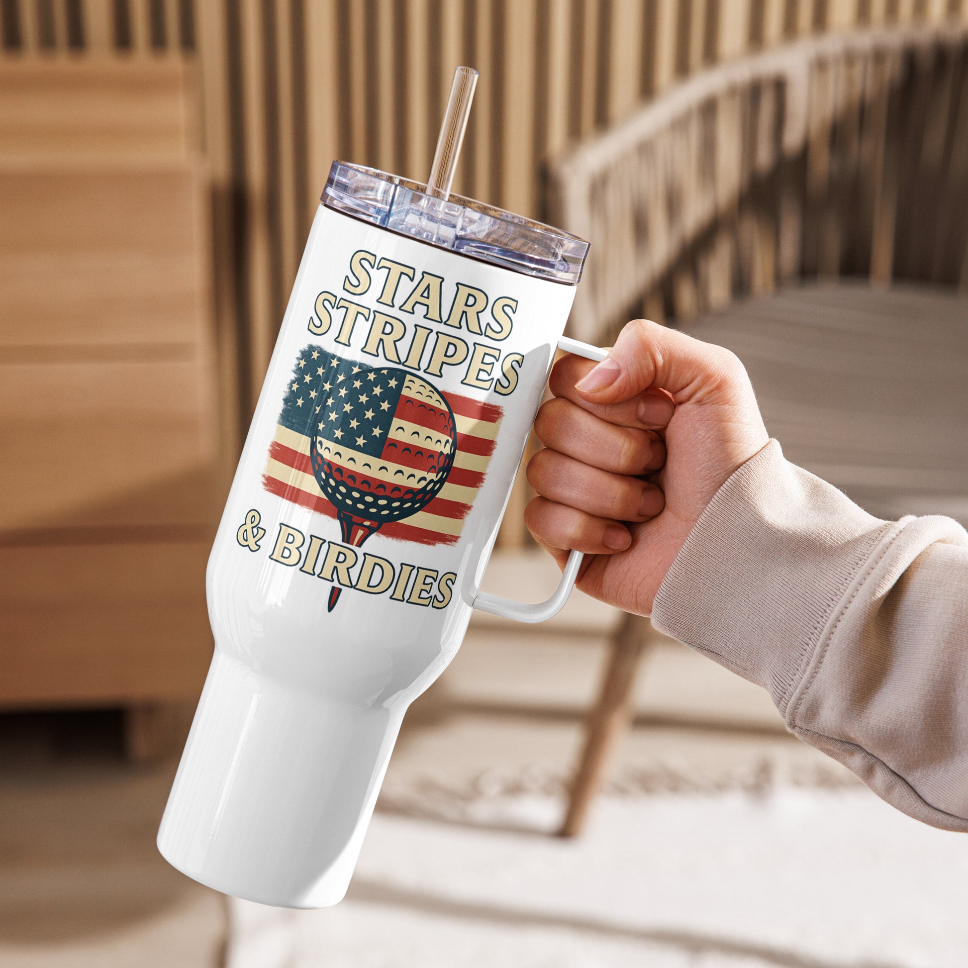 40oz Stars and Stripes FOREver tumbler with straw