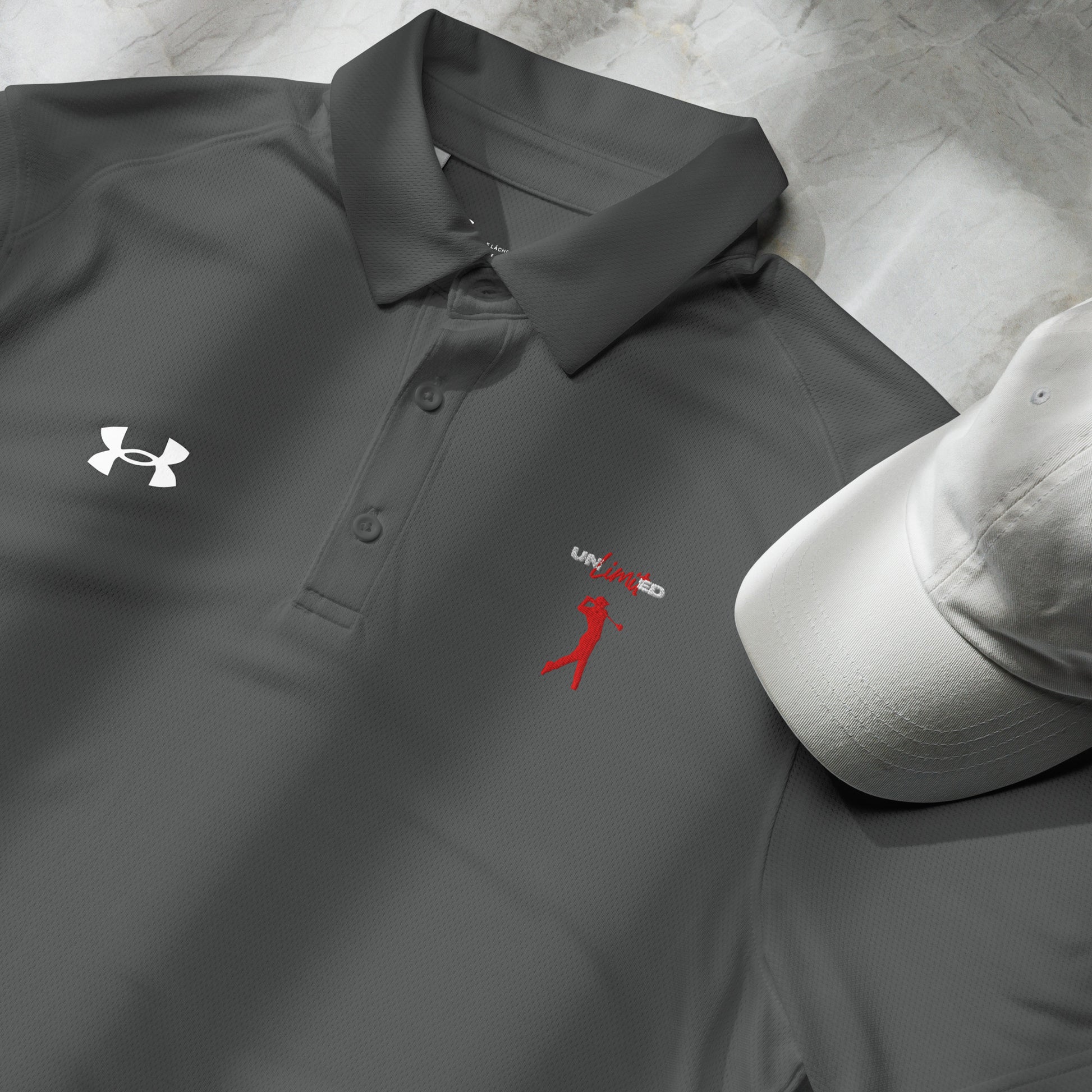 Unlimited red swing silhouette golf polo in grey
