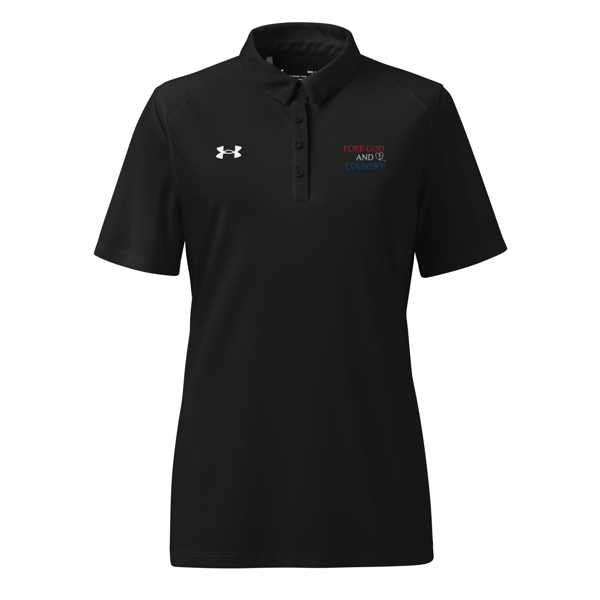 black patriotic golf polo shirt for Christian women