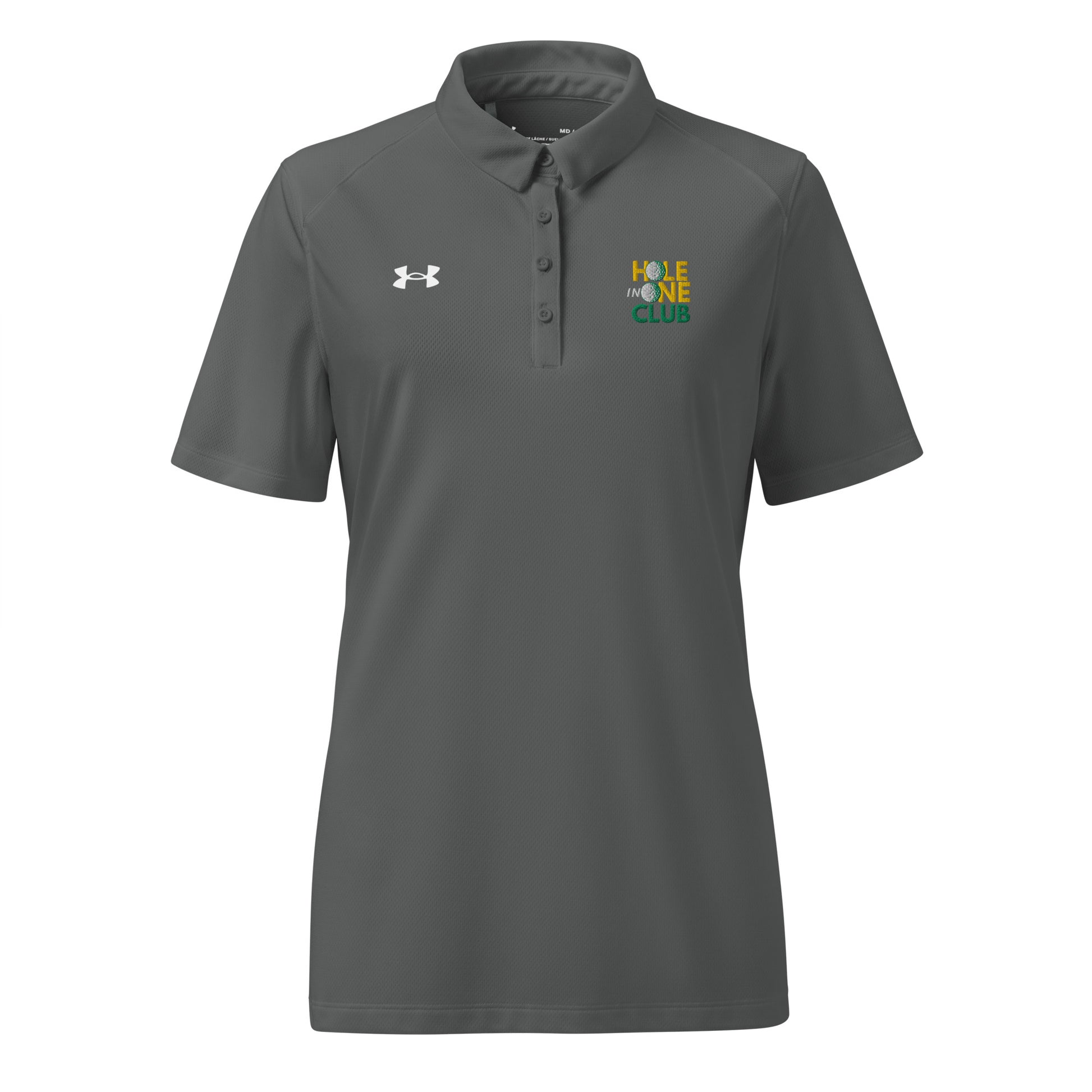 grey performance fit ladies polo with club celebration text