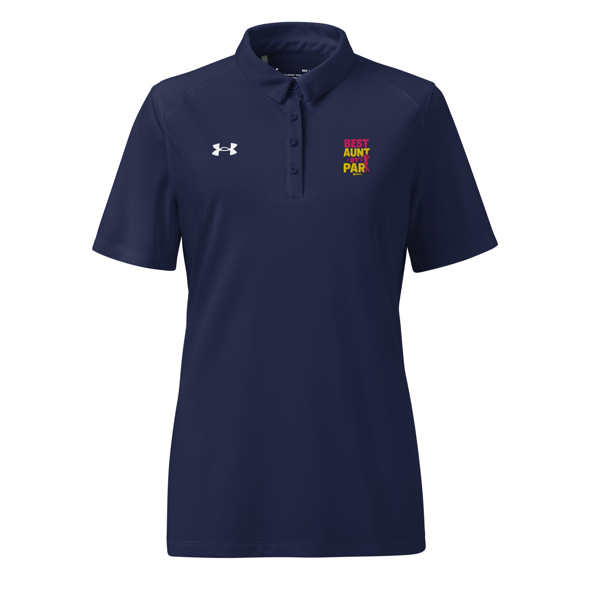 navy Best Aunt by Par athletic fit golf polo