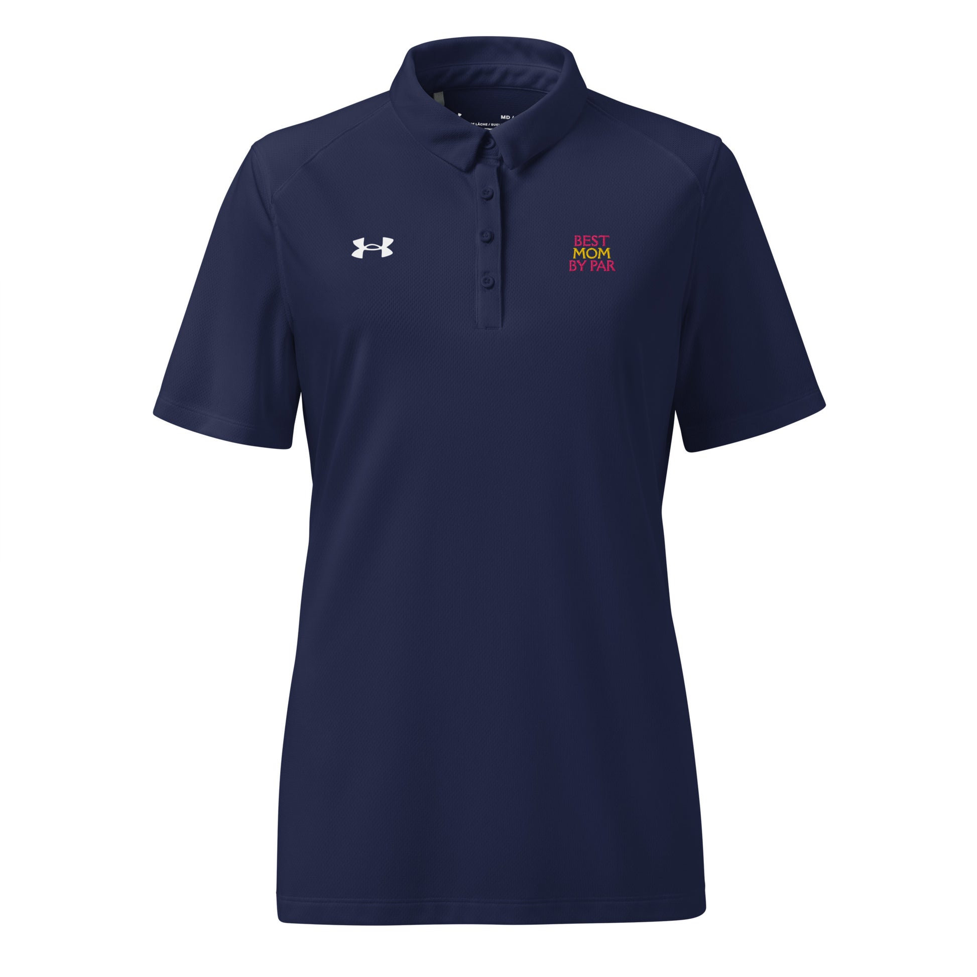 navy Best Mom by Par women’s short sleeve golf polo