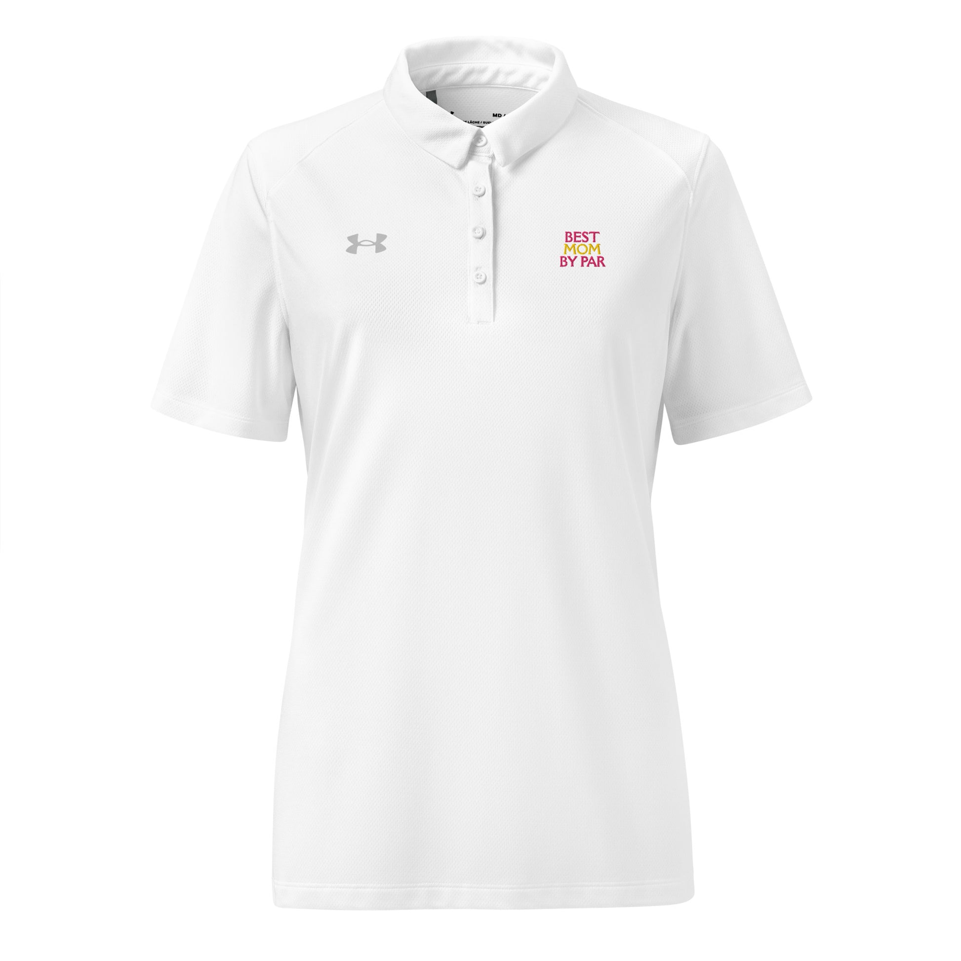 white Best Mom by Par Under Armour mom polo shirt