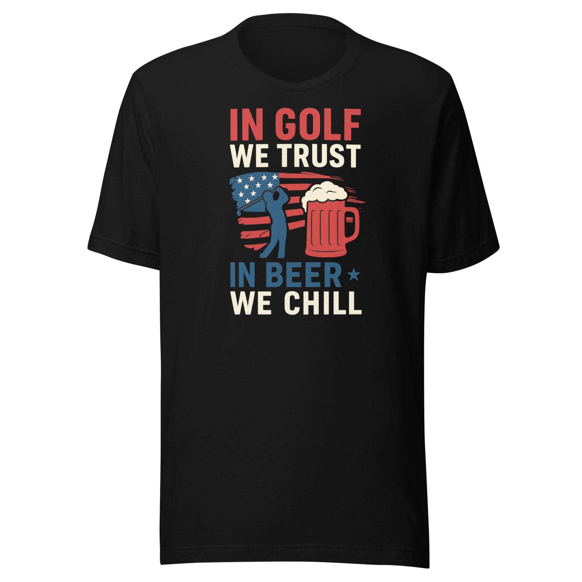 Funny men’s tee with beer and flag art