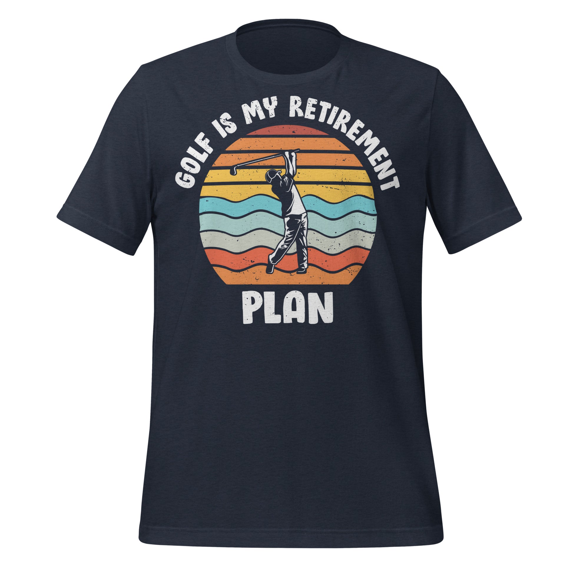 Wavy lines sunset tee with golf art