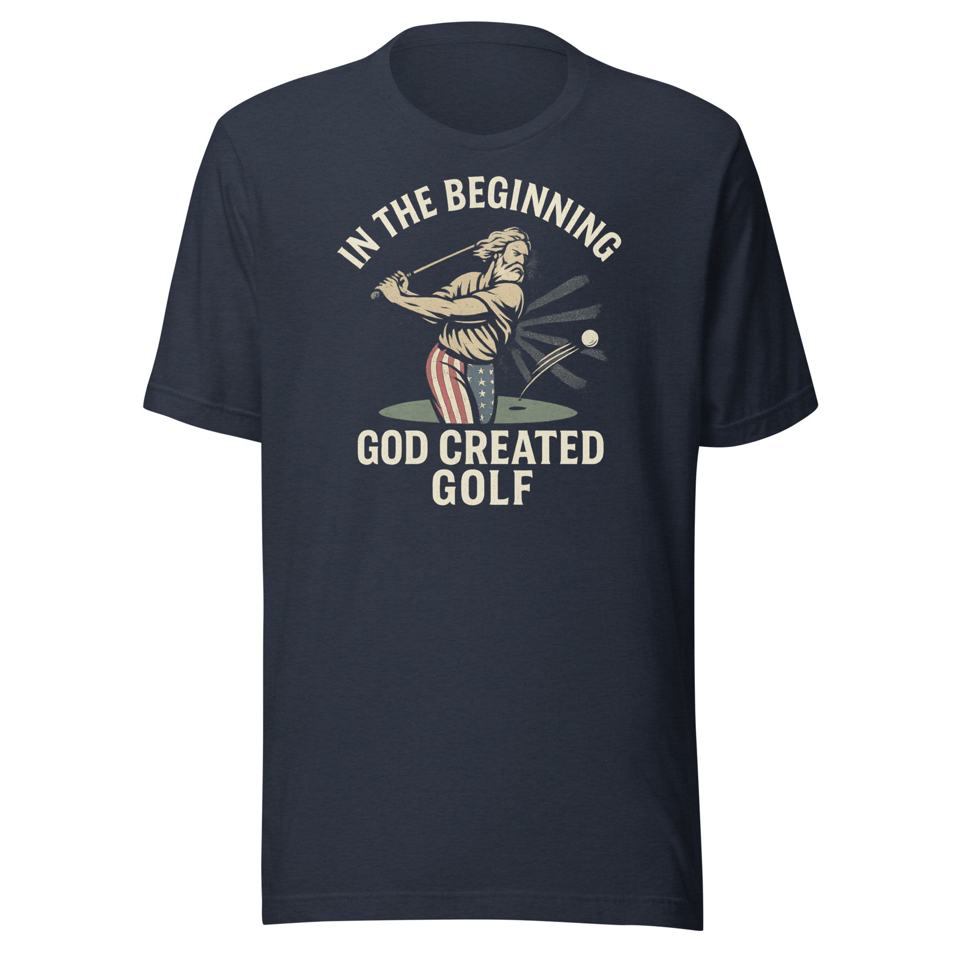 cream and navy color shirt with patriotic vintage artwork