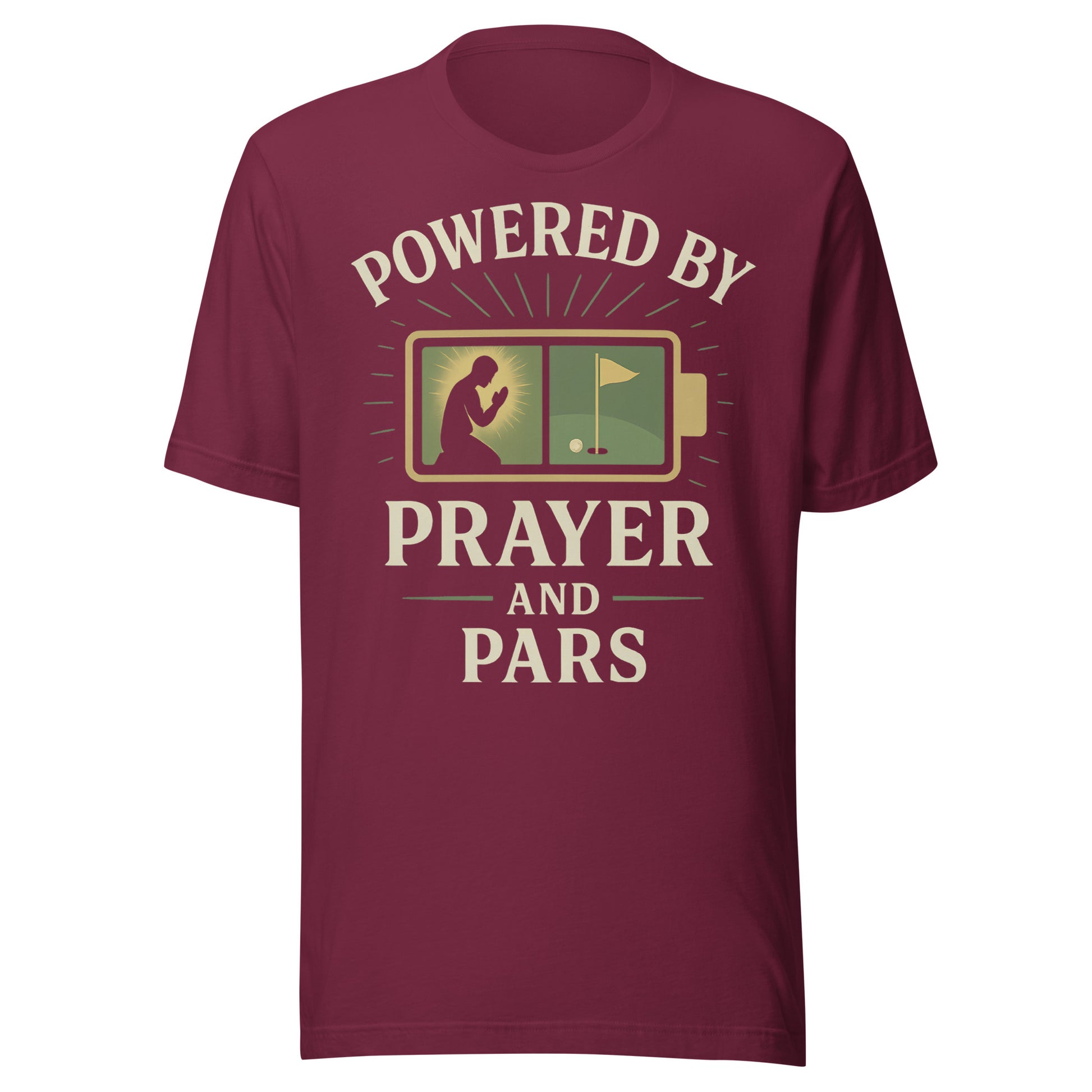 T-shirt with kneeling figure and golf flag