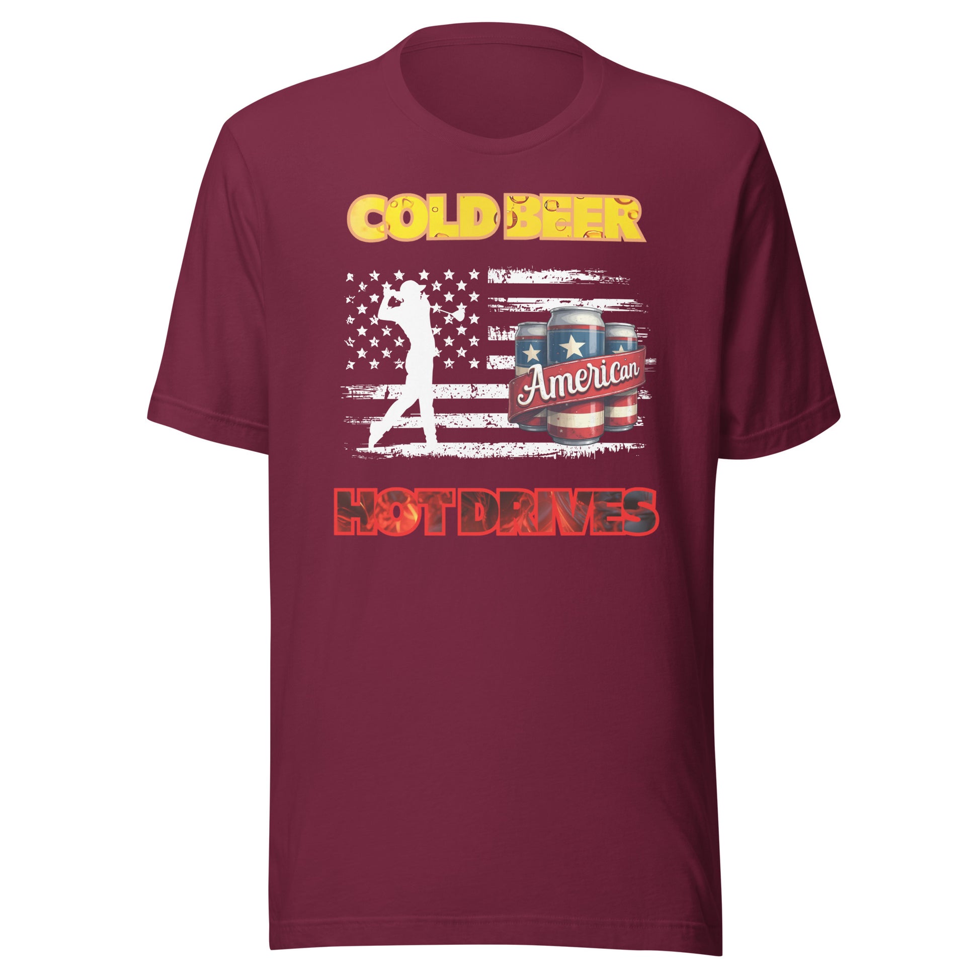 red white and blue golf and beer tee design