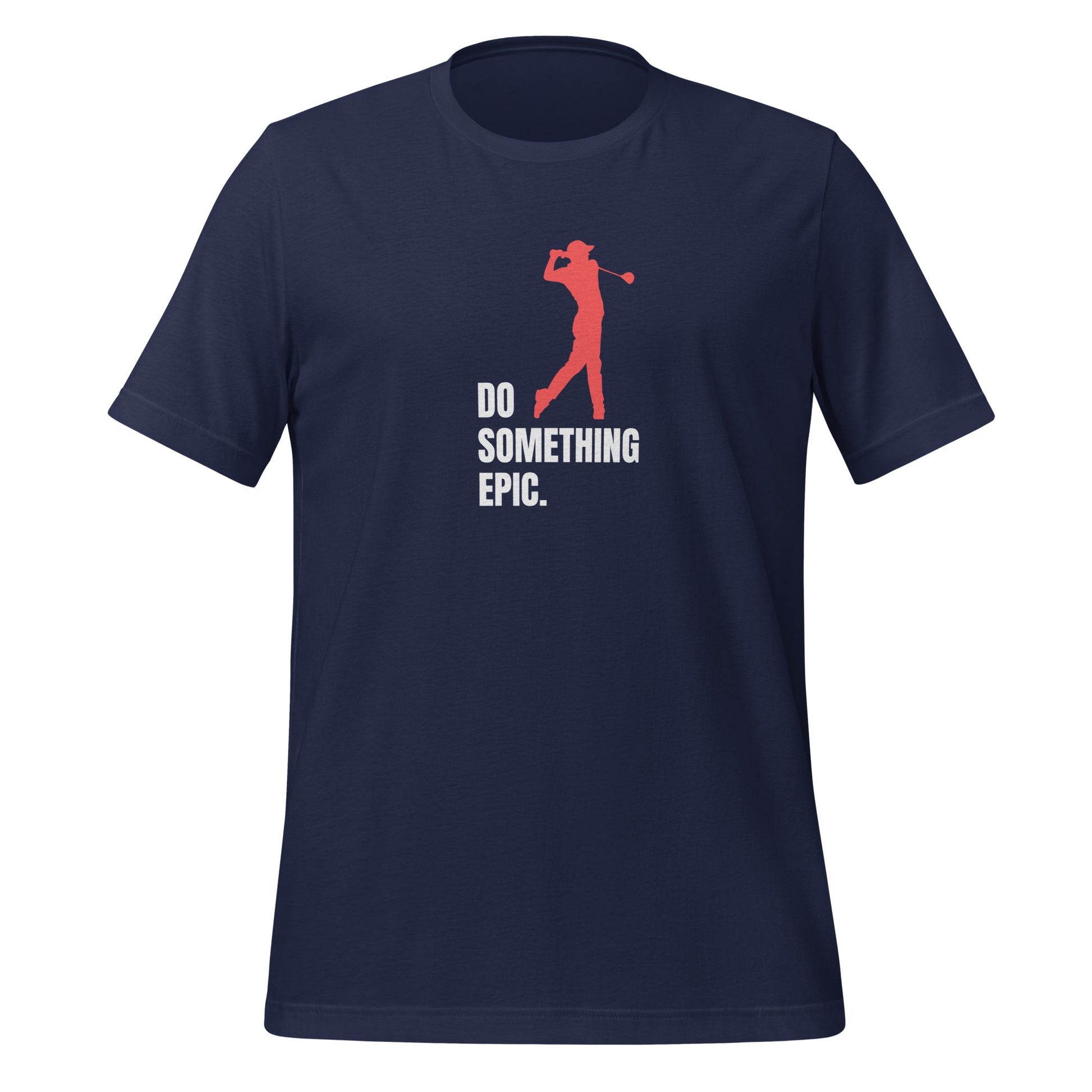 T-shirt with red golfer swinging in victory