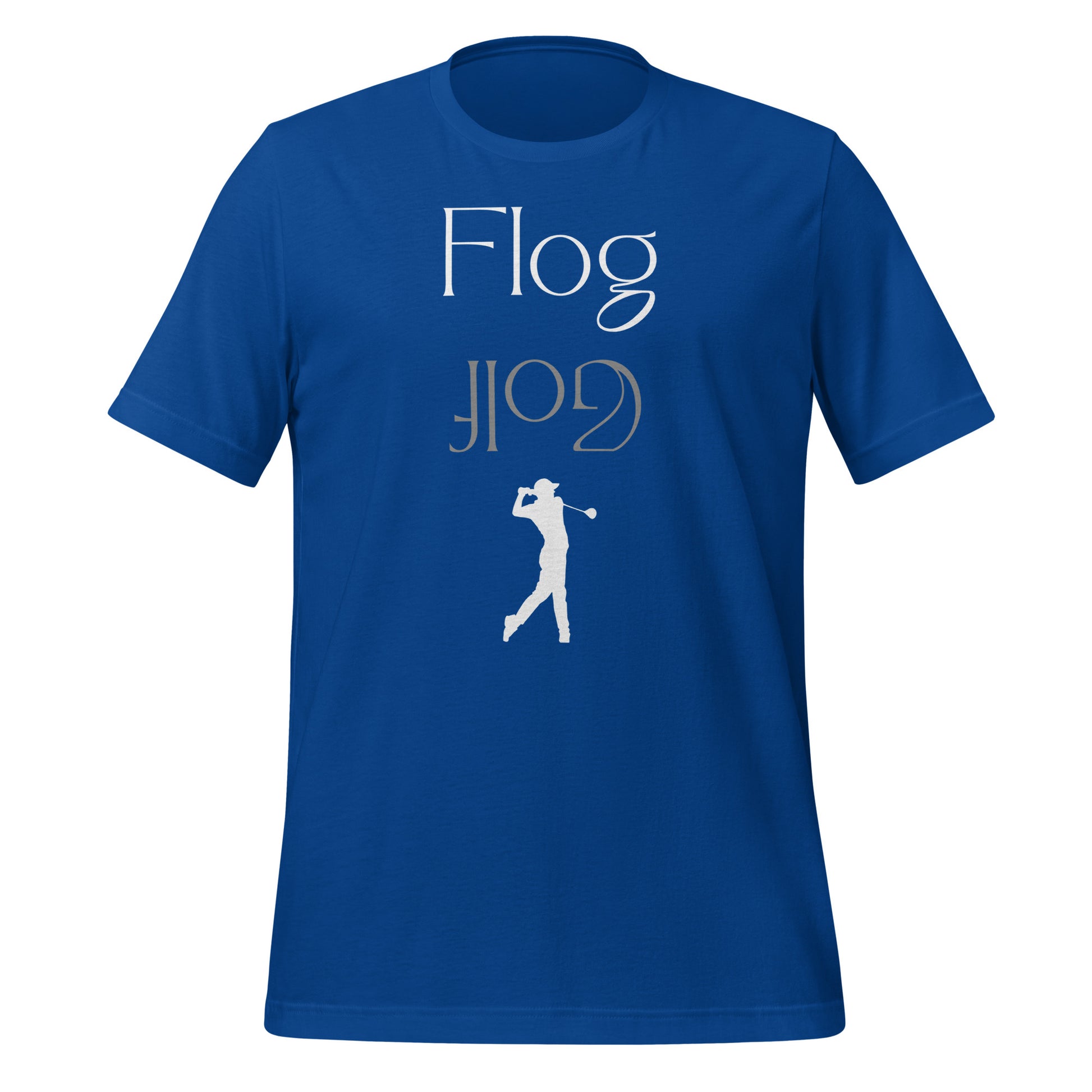 Elegant serif text “Flog” mirrored as “golf”