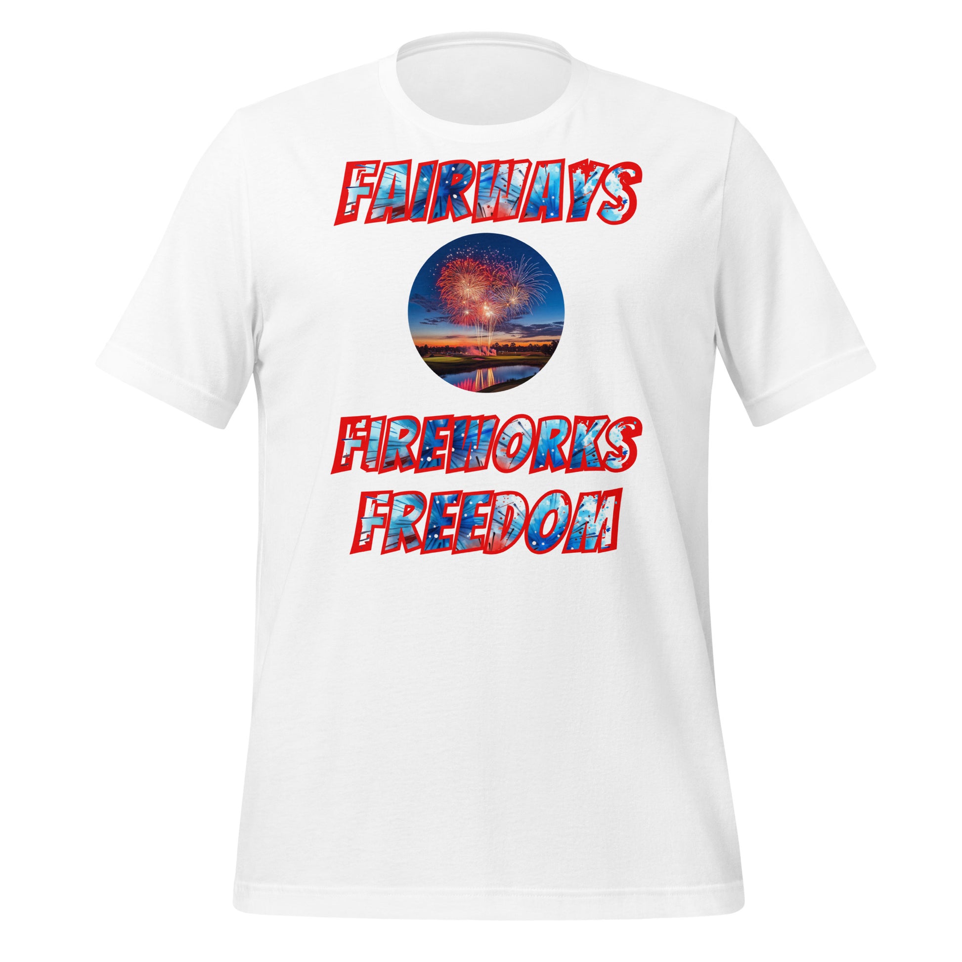 USA themed lettering on black tee with bold message