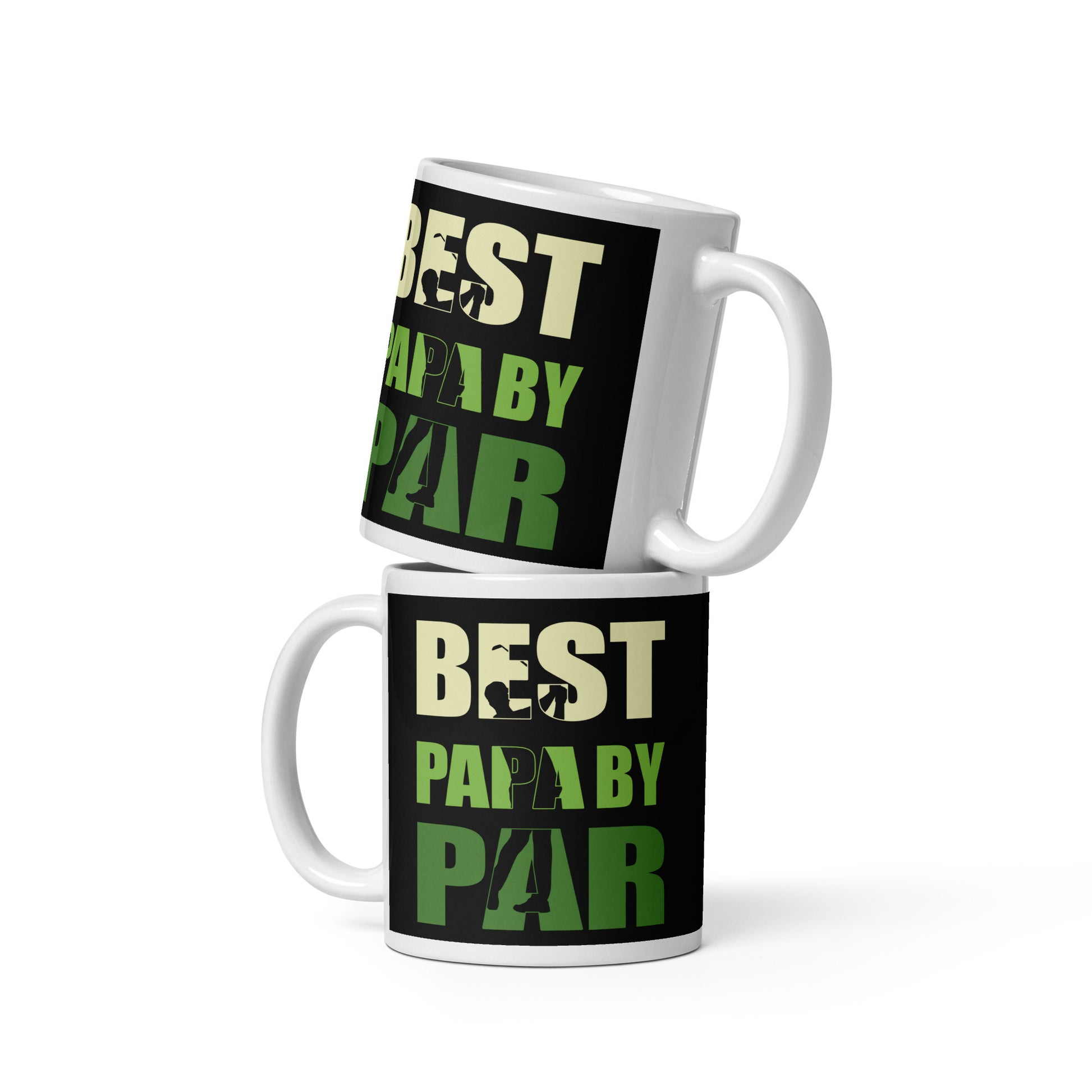 11oz best papa golf mug with black background