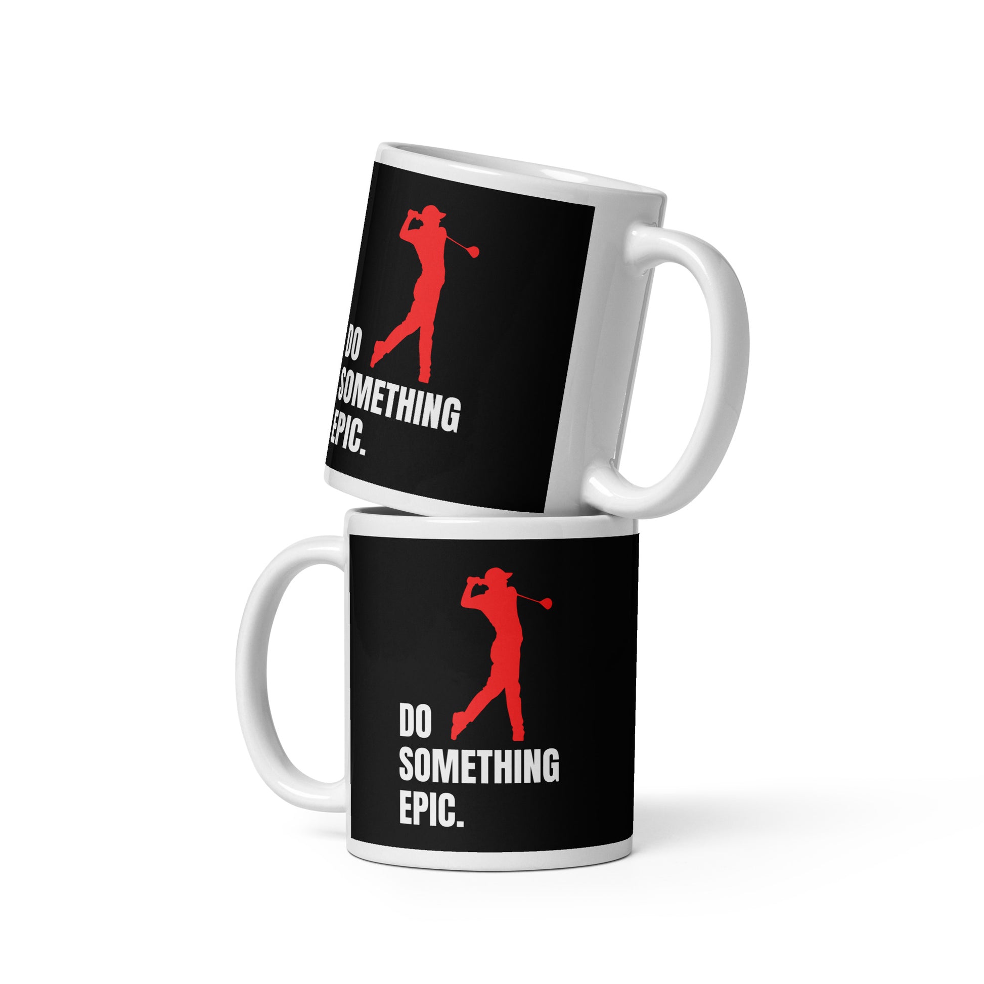 ceramic mug 11oz size with “Do Something Epic” golf art