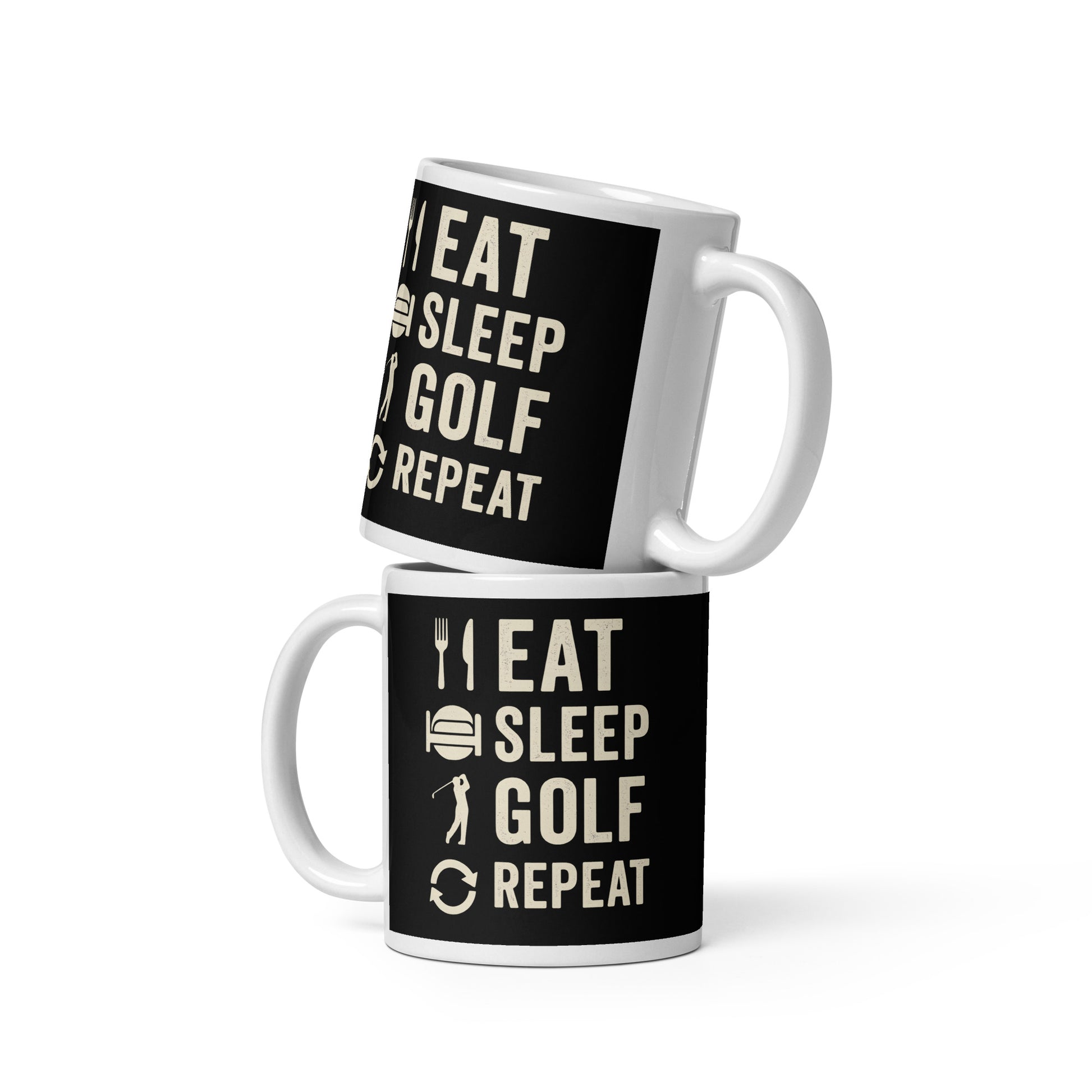 11oz mug version of eat sleep golf repeat design