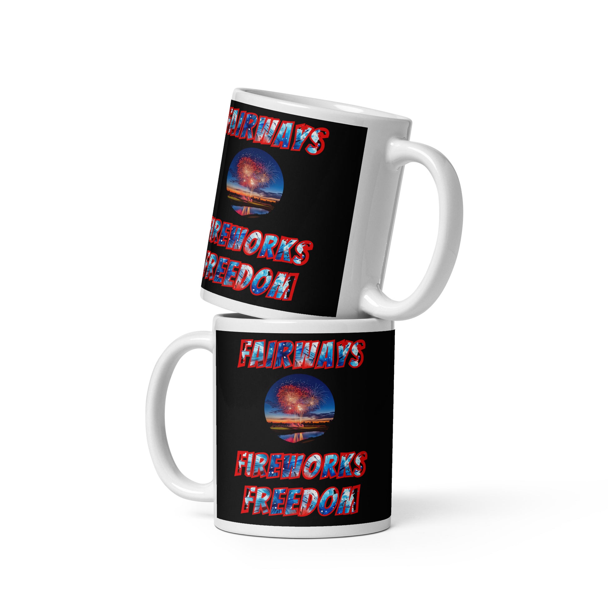 vivid patriotic golf scene on 11oz mug