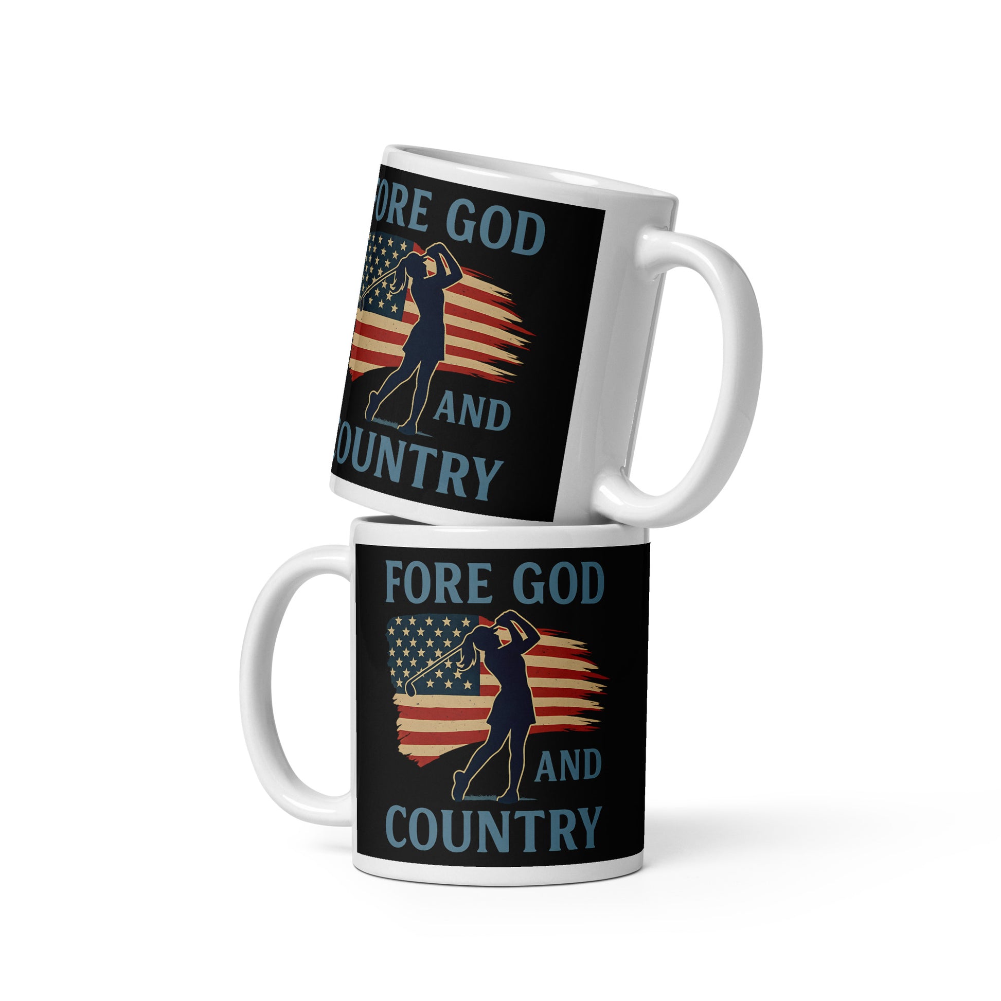 11oz ceramic mug with Fore God and Country theme