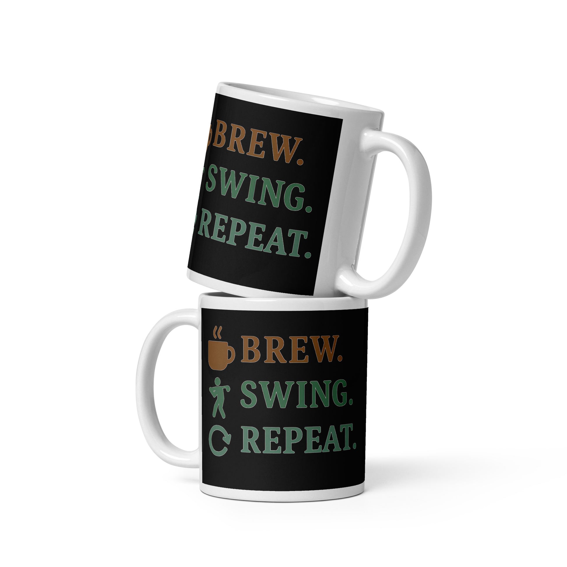 20oz oversized mug for golfers with repeat routine message